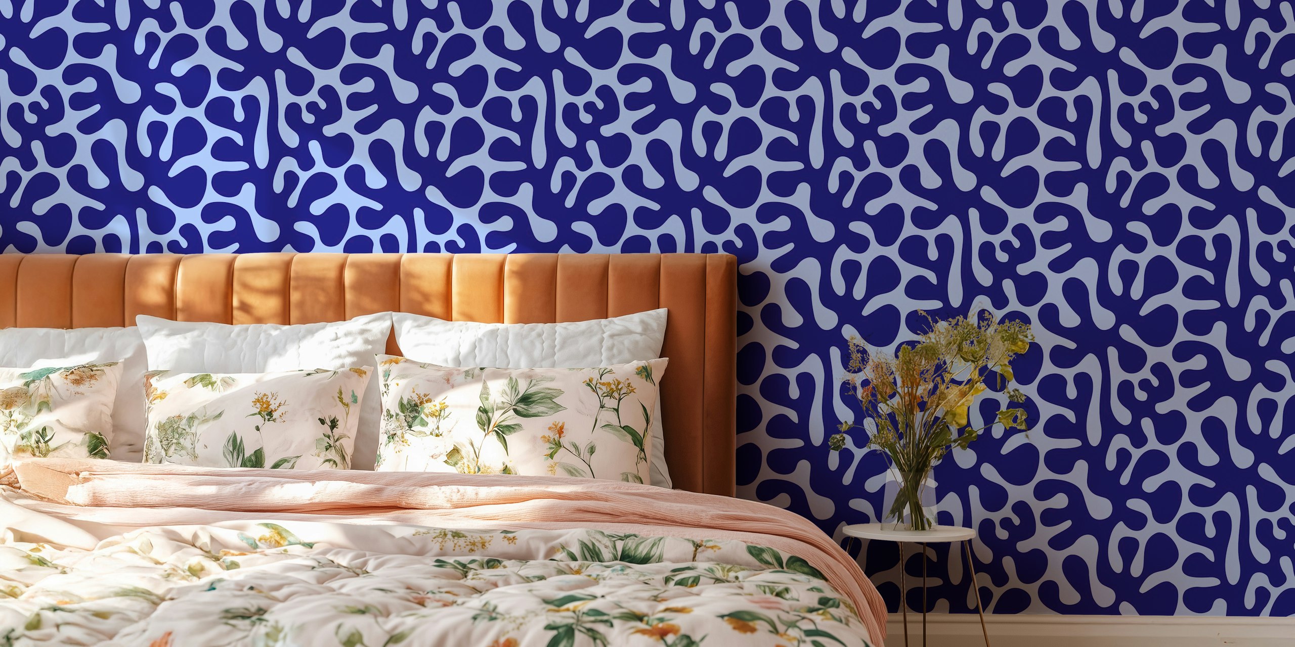 Abstract Plants / Coral / Animal Print 3202B Em Um Quarto