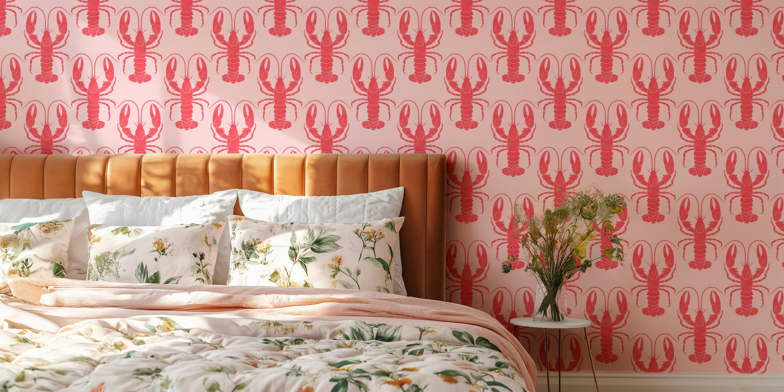 Red Lobsters sur rose dans une pièce