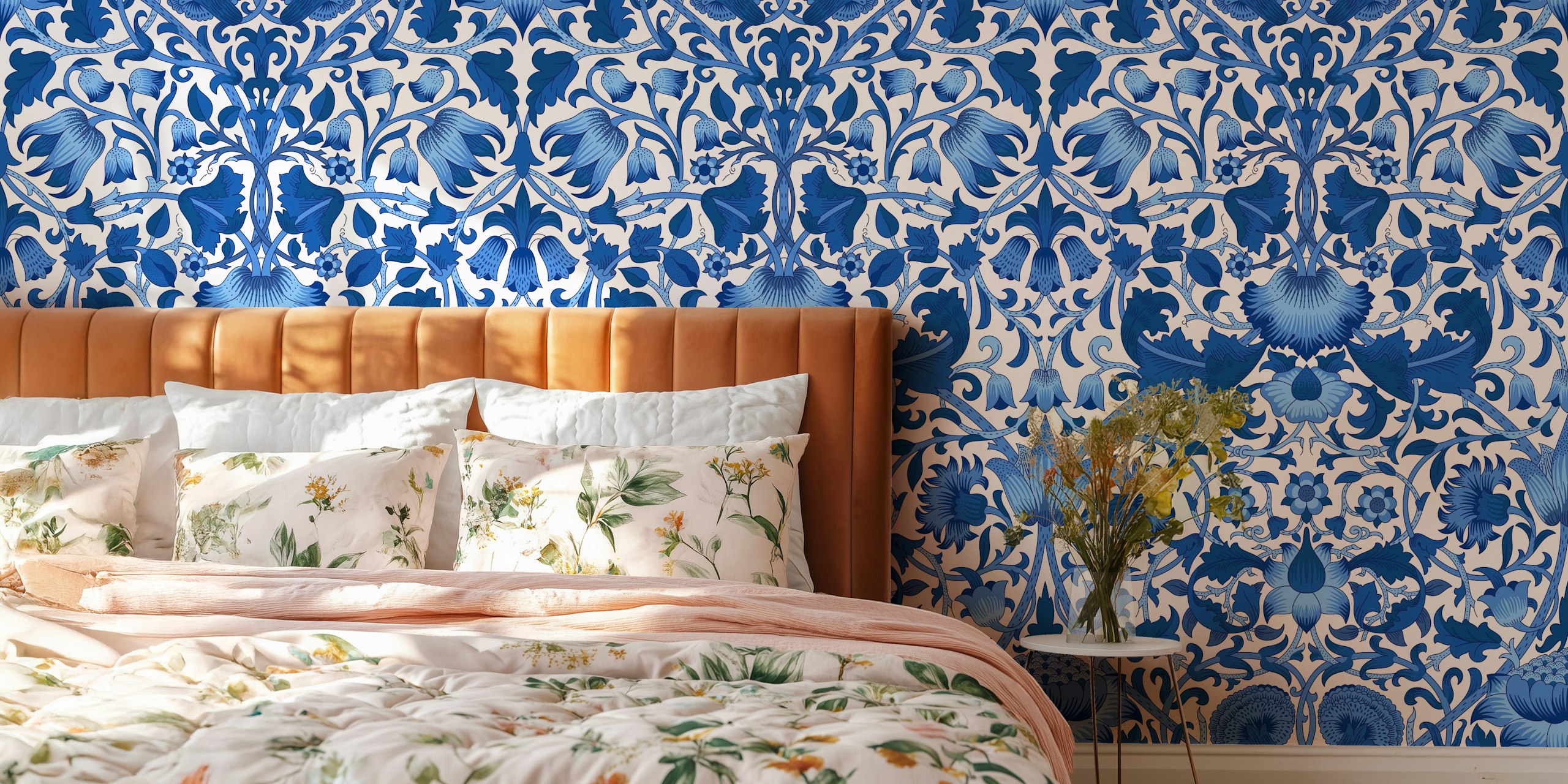 Victorian Lodden Dark Blue pattern i et rom