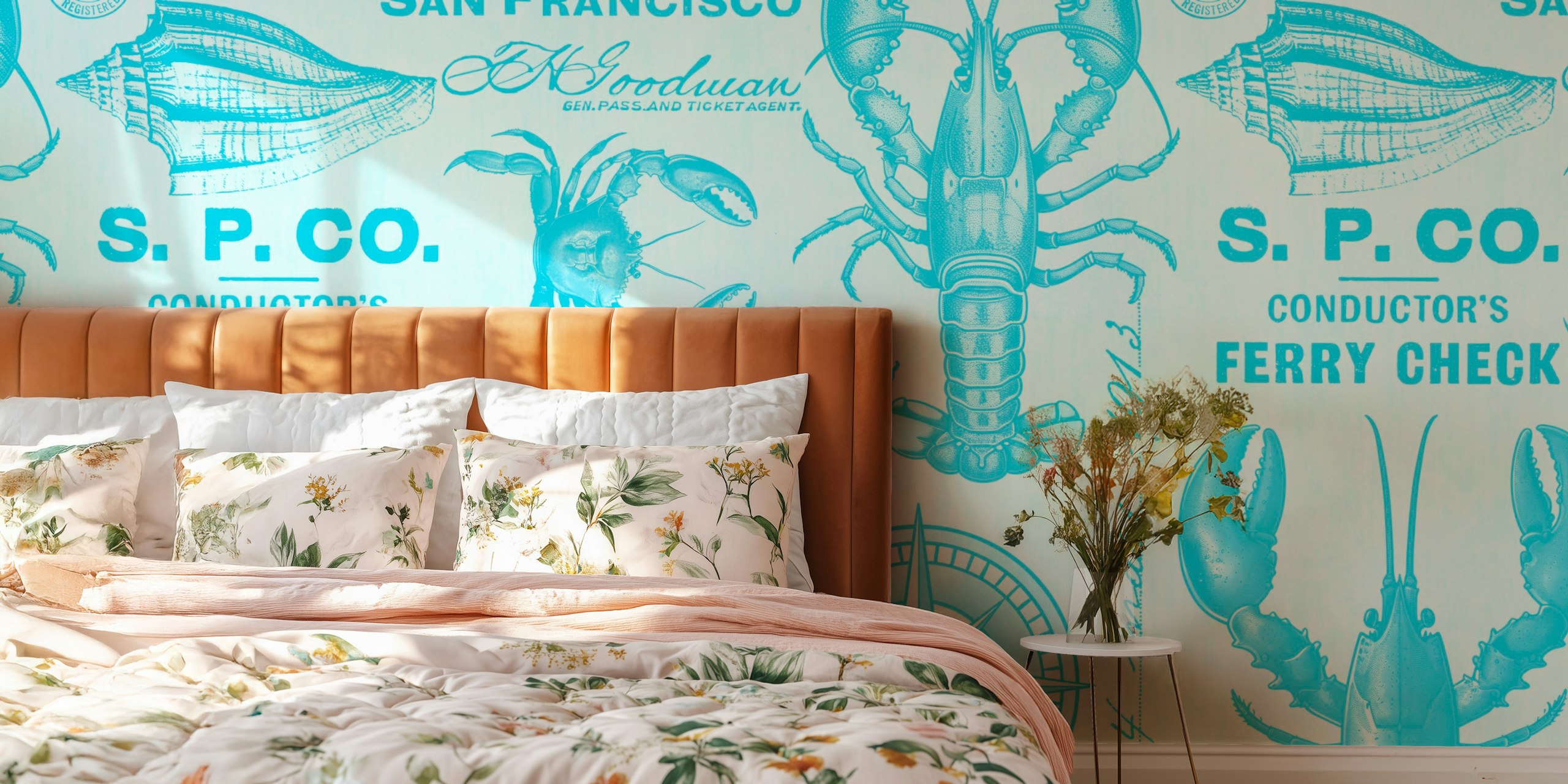 Nautical Treasures And Nautical Vibes Teal tapetti huoneessa