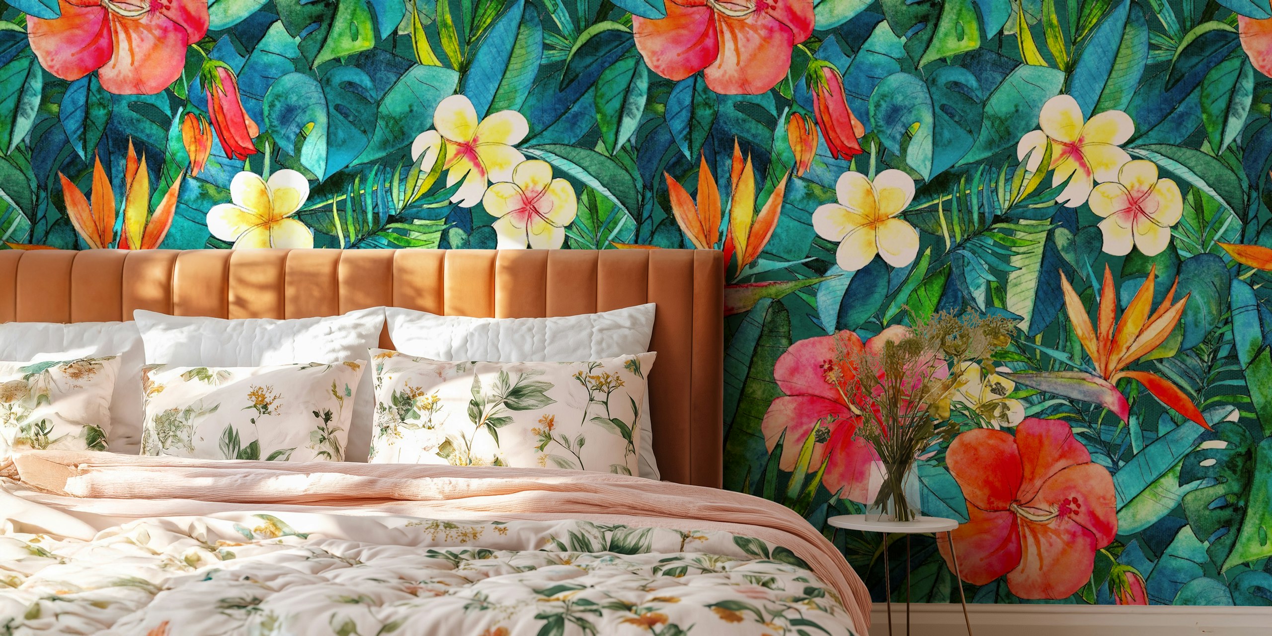 Design di carta da parati tropicale colorata