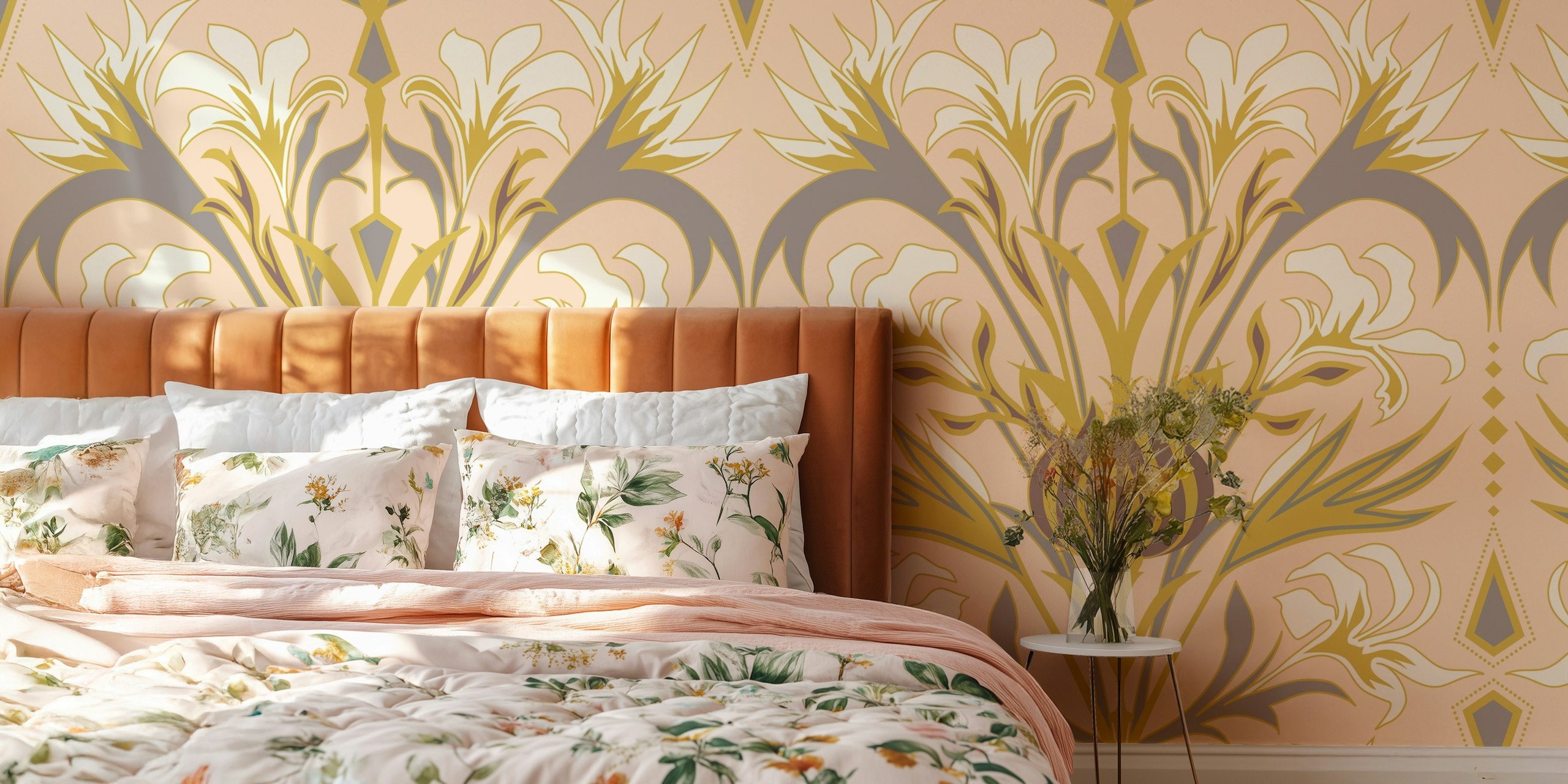 Lily floral patterned pink wallpaper wallpaper