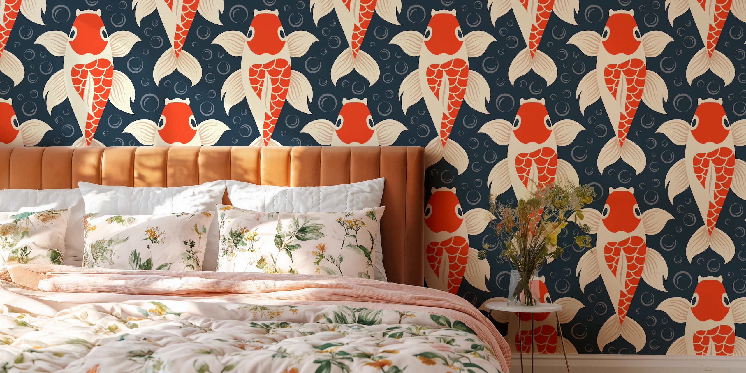 Koi Fish Pattern Wallpaper | happywall.com