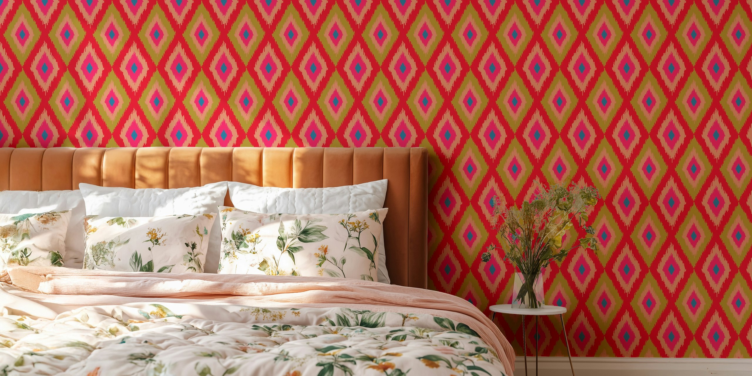 Diamond Ikat wallpaper in a room