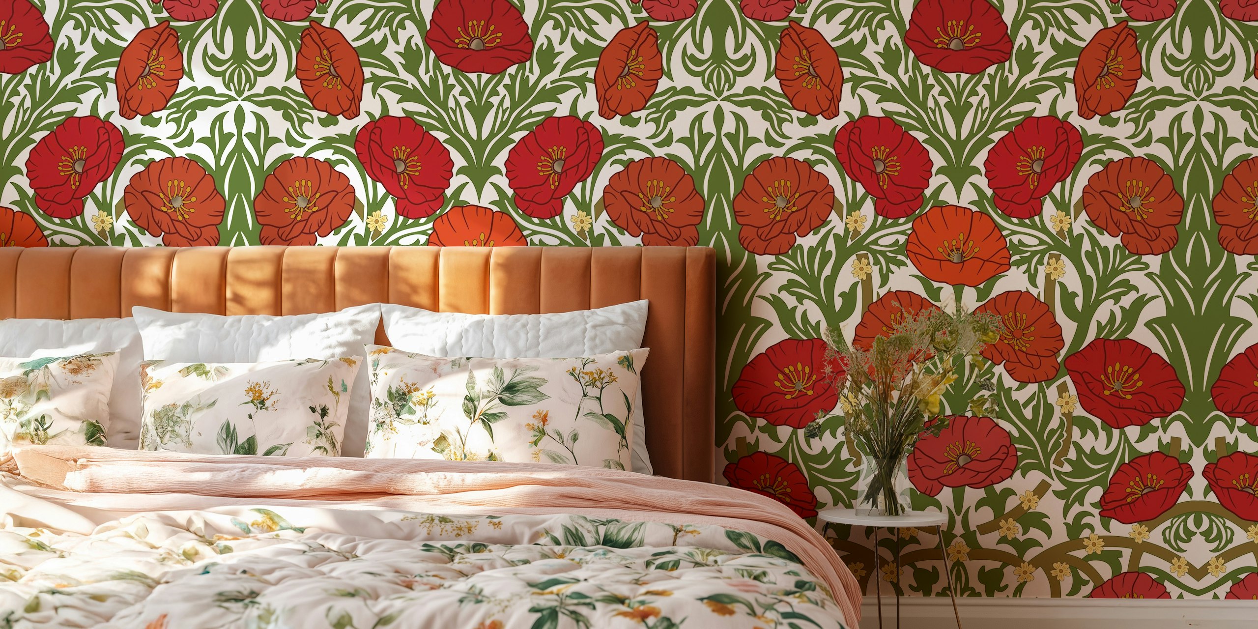 Magical Poppies in Retro Style 5 en un ambiente de habitación elegante
