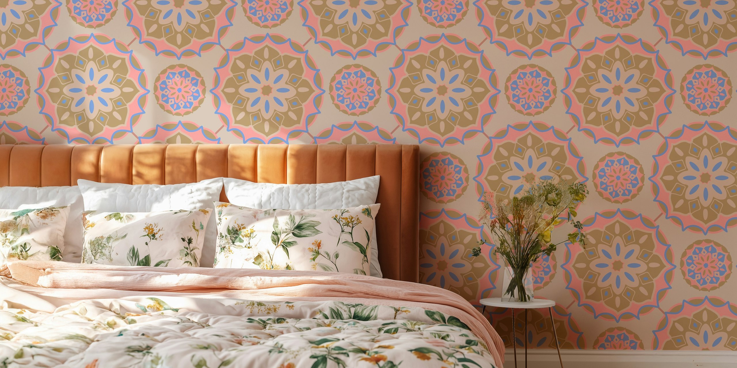Bohemian Floral Mandala wallpaper in a room