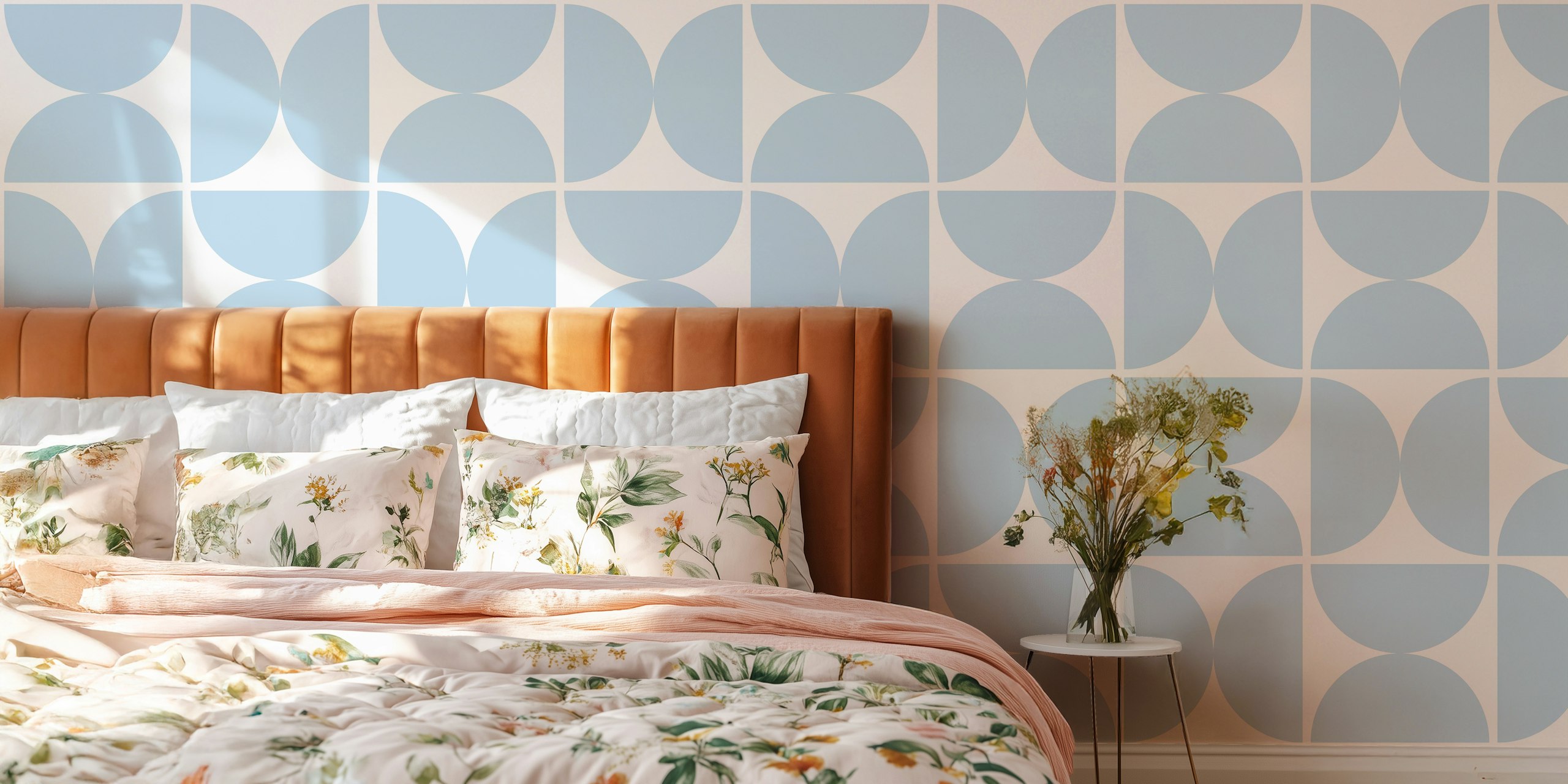 Semicircles Air Blue and White wallpaper design