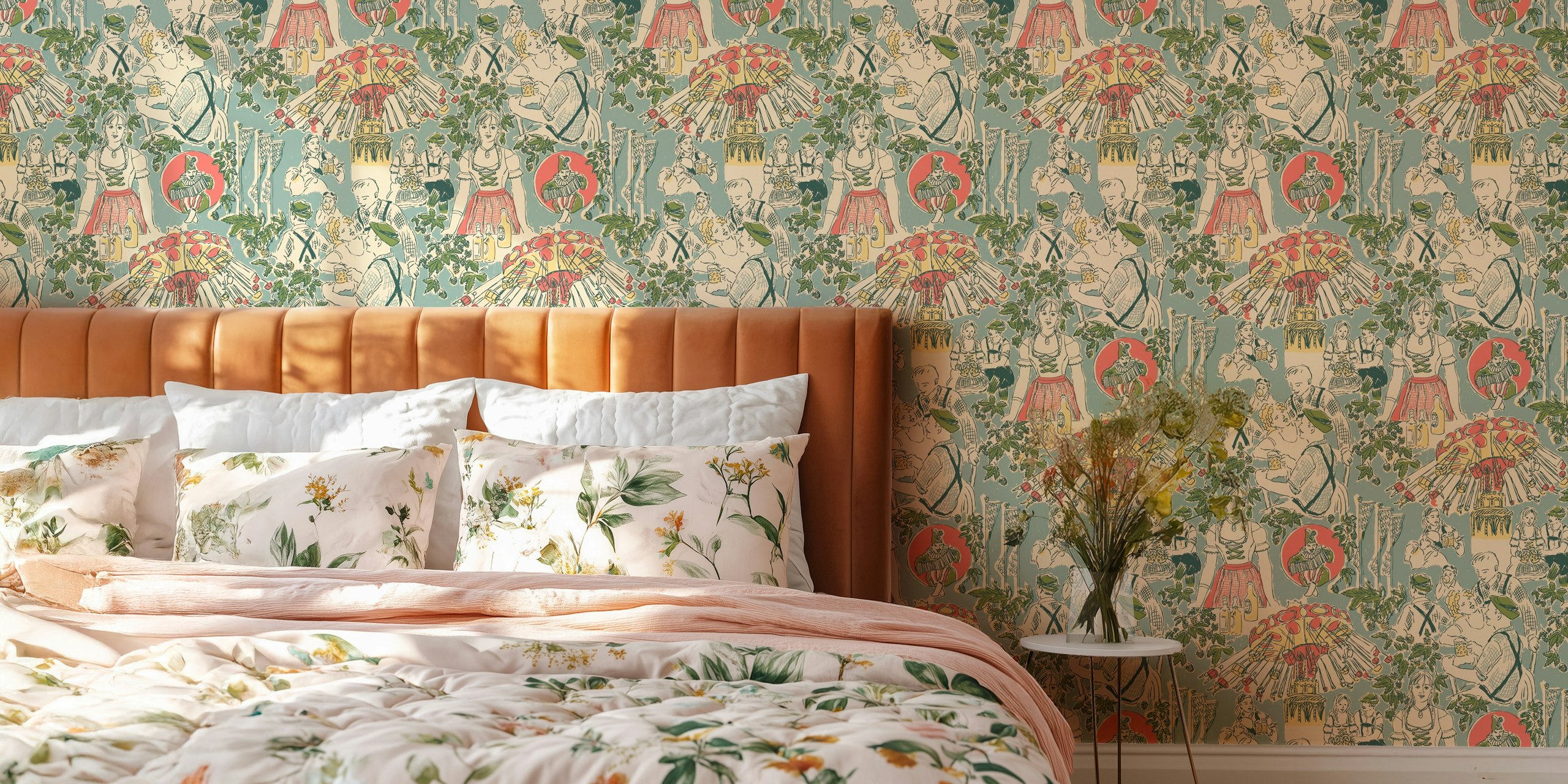 Illustrative Oktoberfest-themed pastel wallpaper