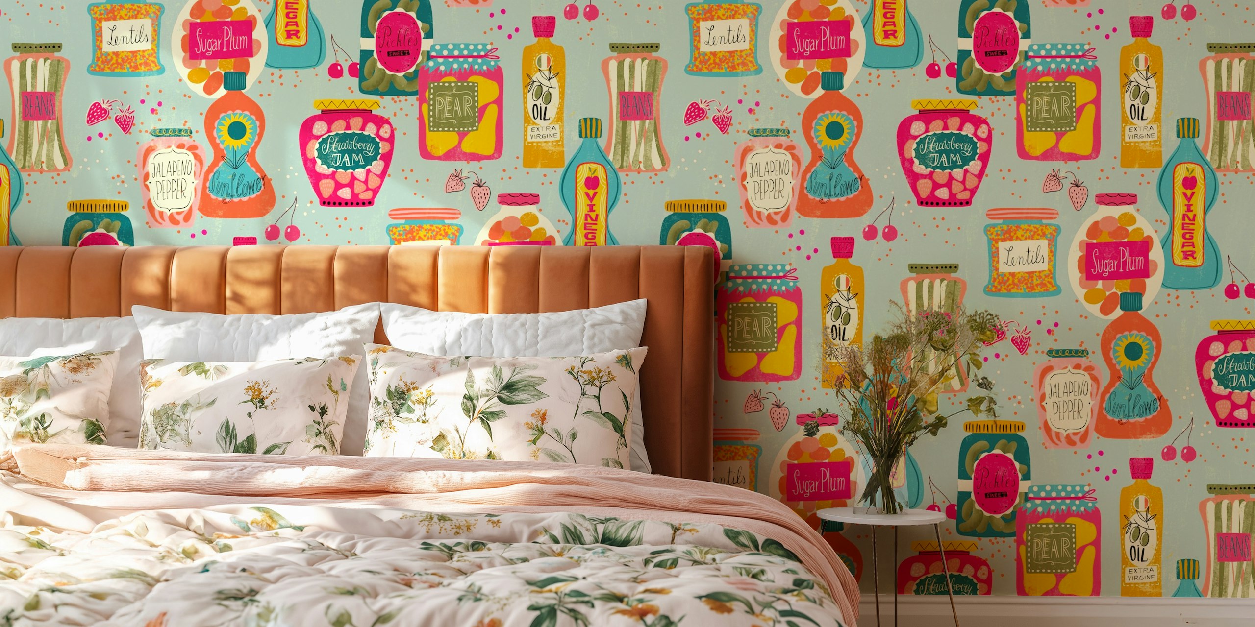 Bunte Küche pantry mint Tapete an einer Wand