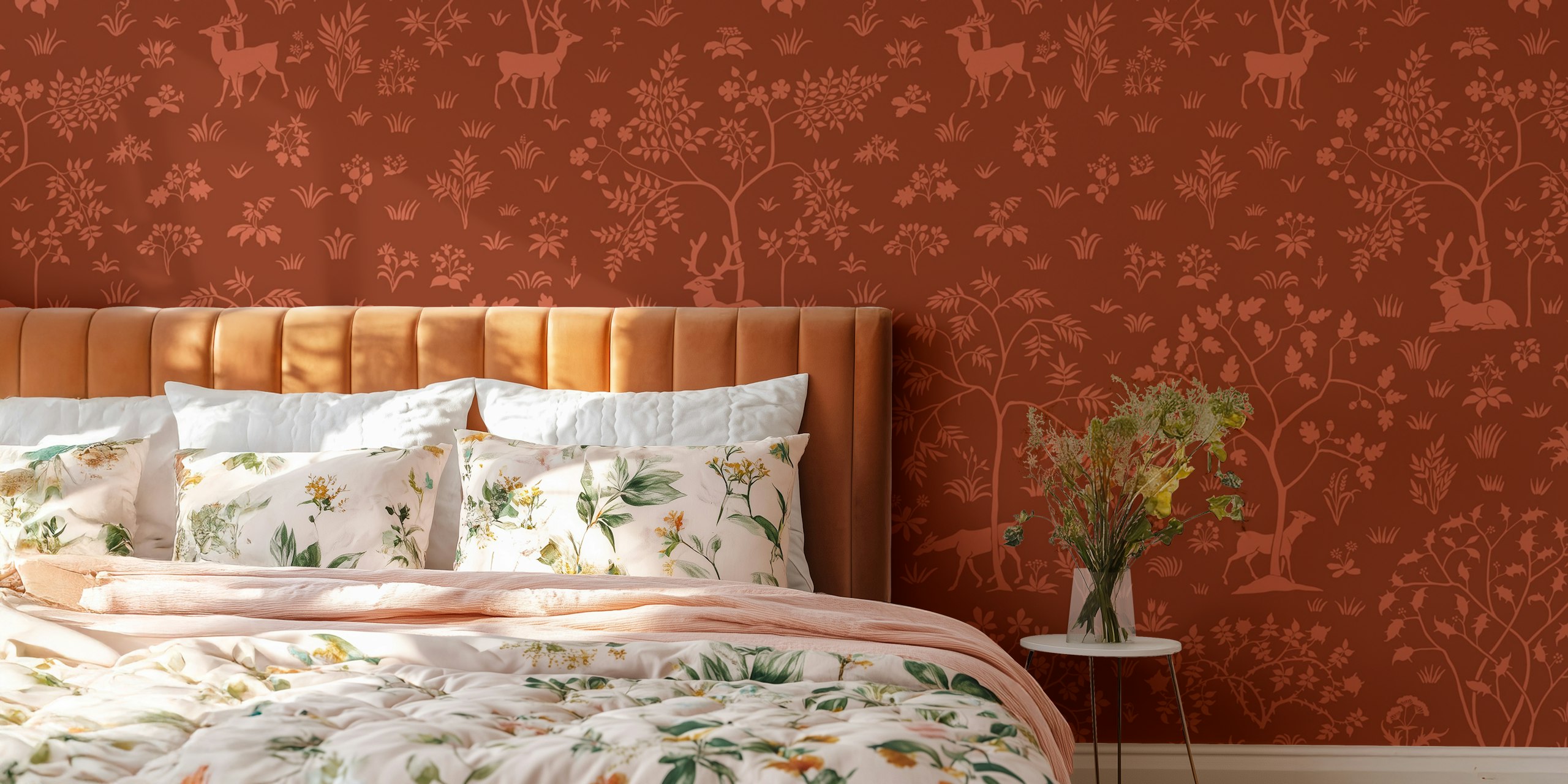 Vintage Meadow with Deer wallpaper design