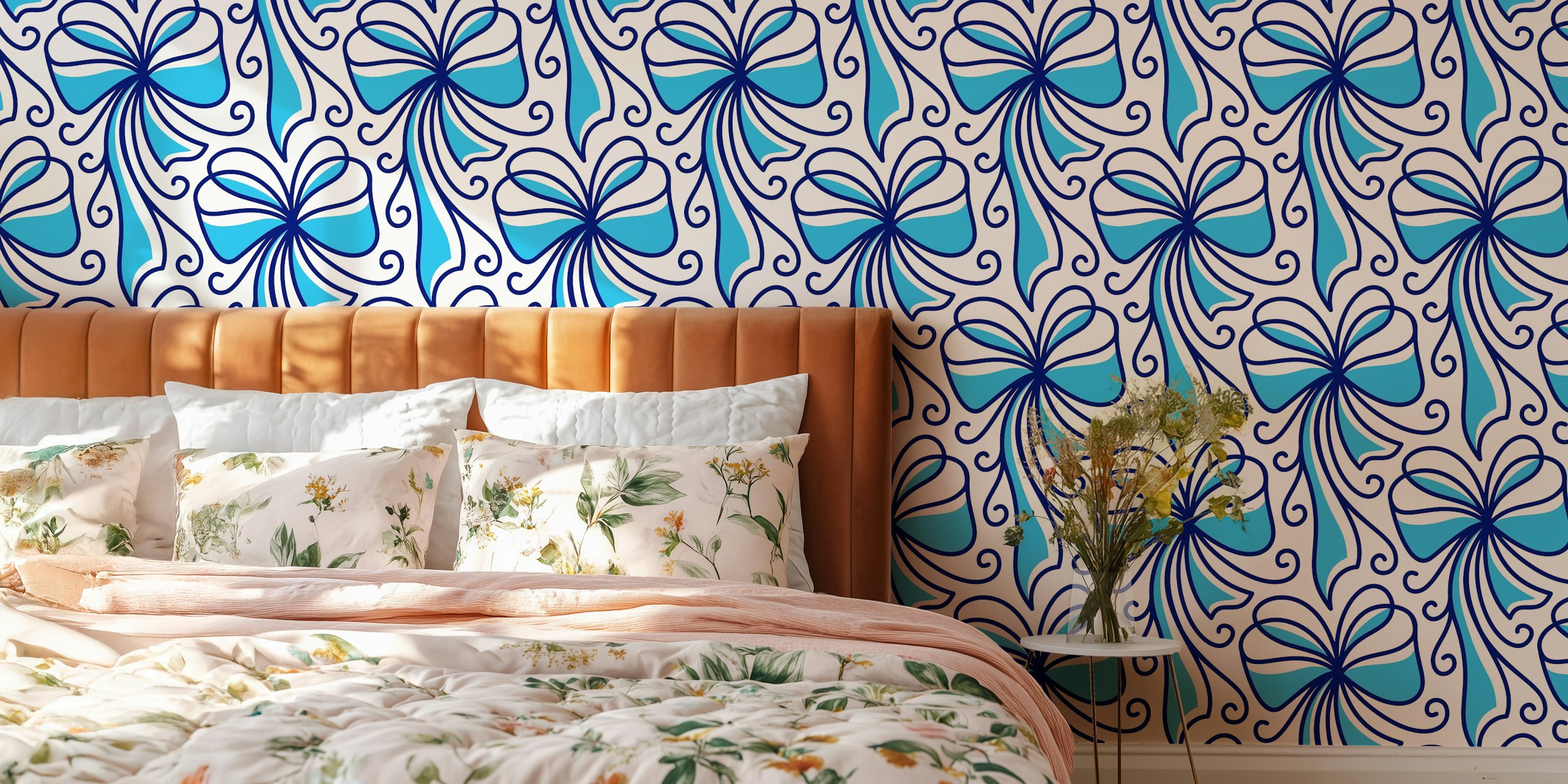 Blue Ribbons Fantasy wallpaper design