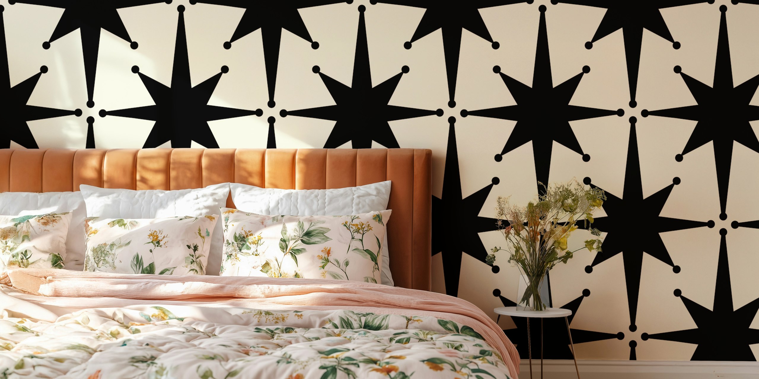 Tapeta Mid Century Modern Atomic Stars v místnosti