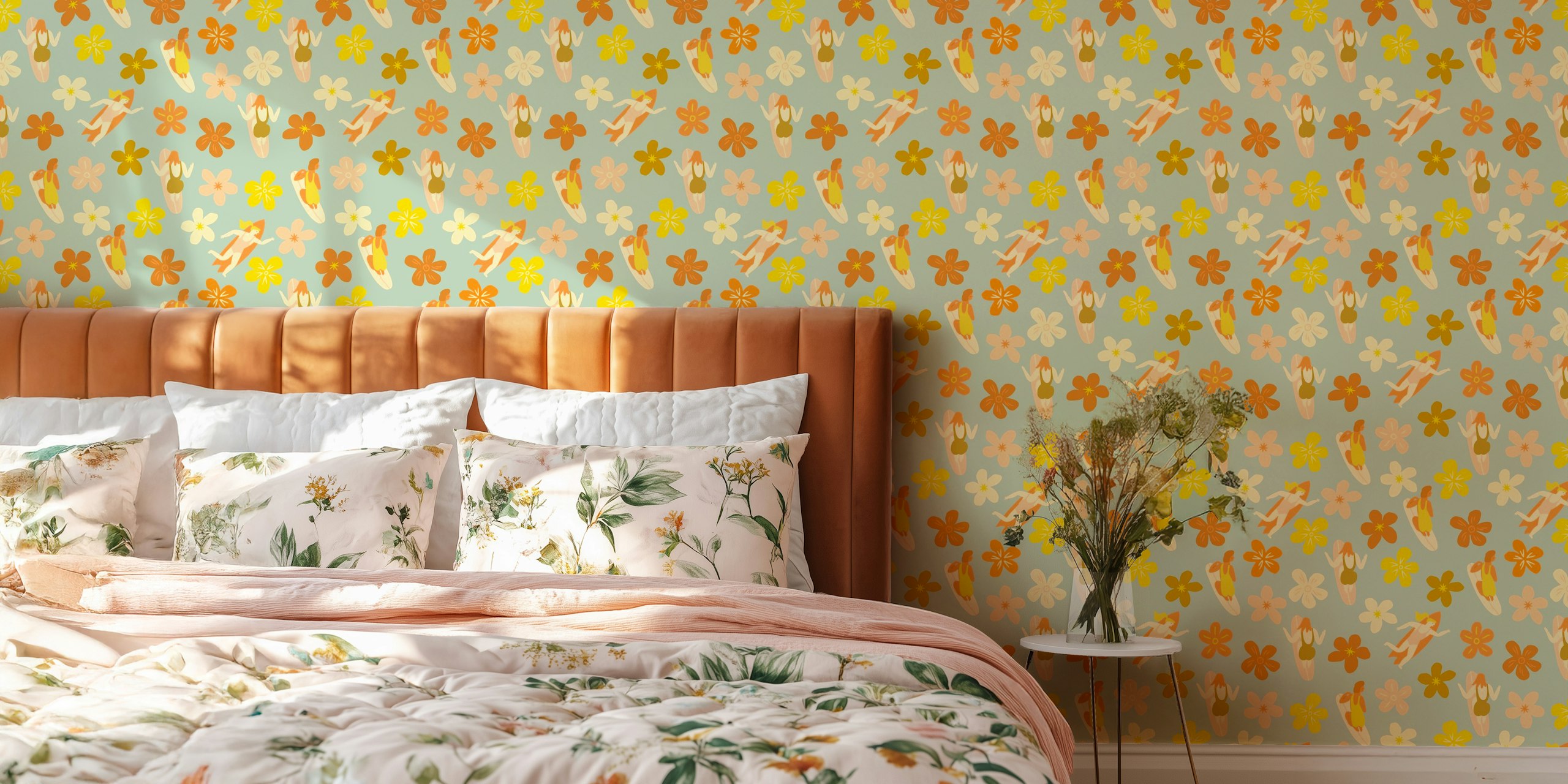 Lost in paradise floral wallpaper in a room