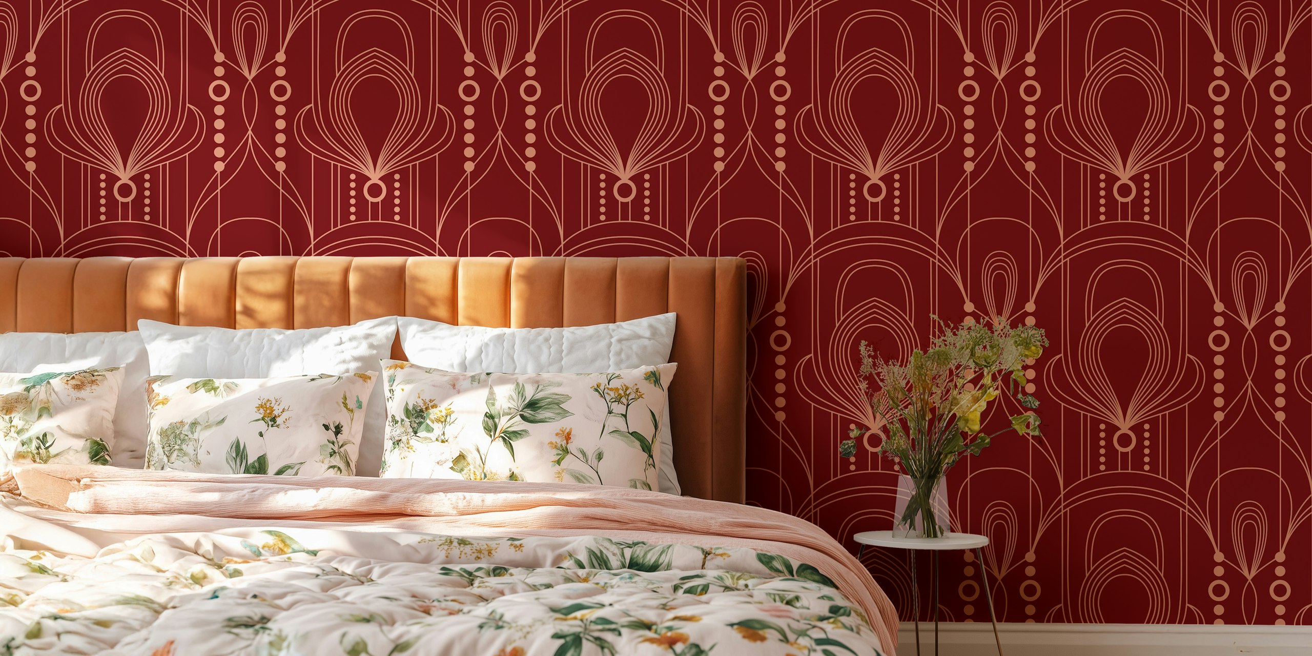 Gatsby Glam Charm Bordeaux tapetti huoneessa
