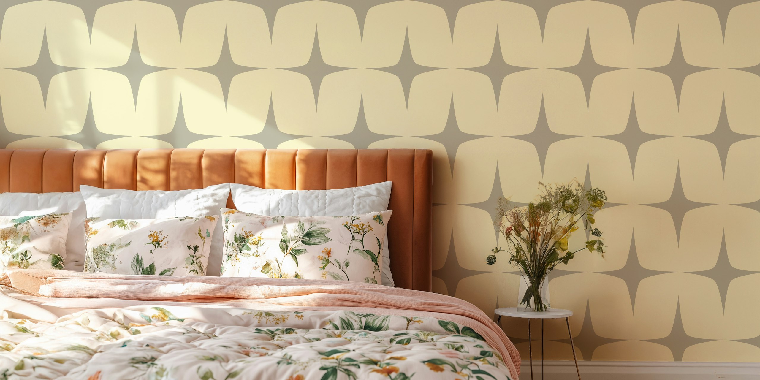 Starburst Ivory Platinum wallpaper in a room
