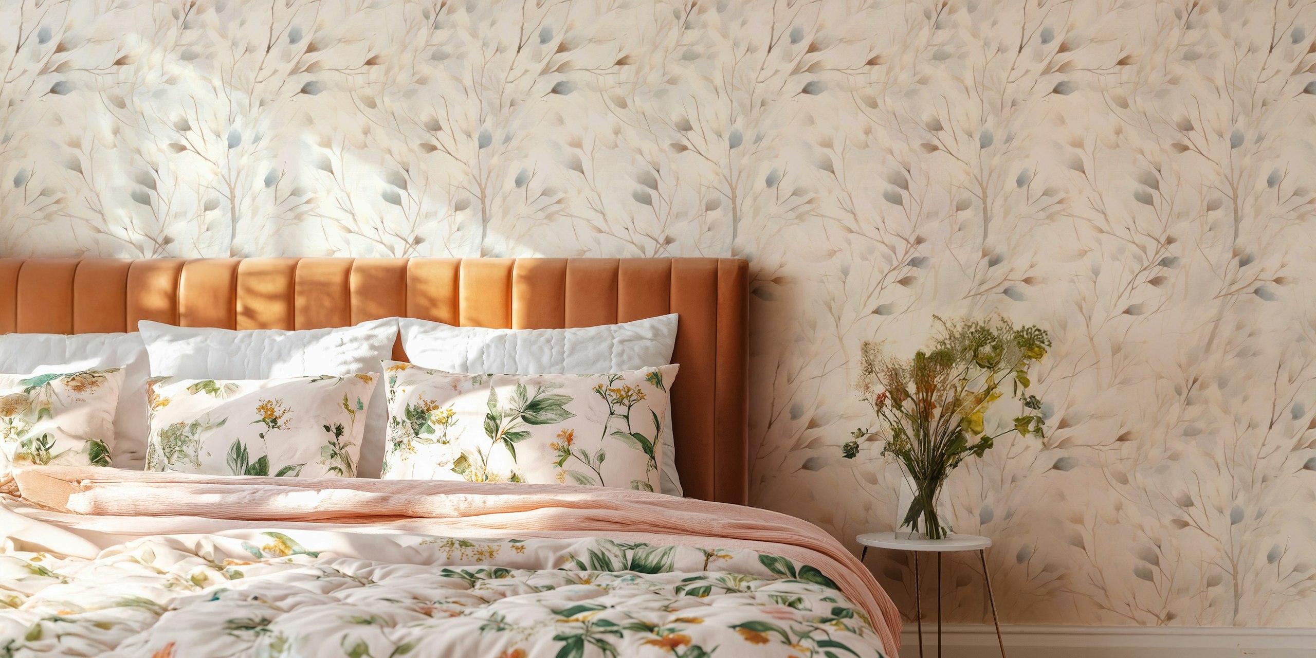 Watercolor Branch wallpaper in einem Raum