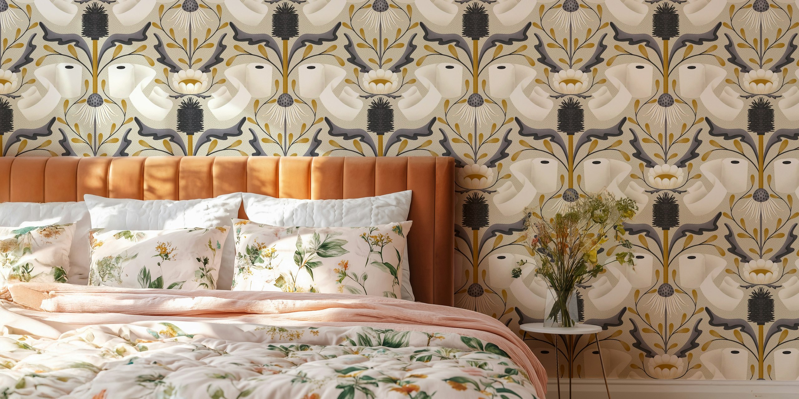 Toilet aesthetic wallpaper design in a room