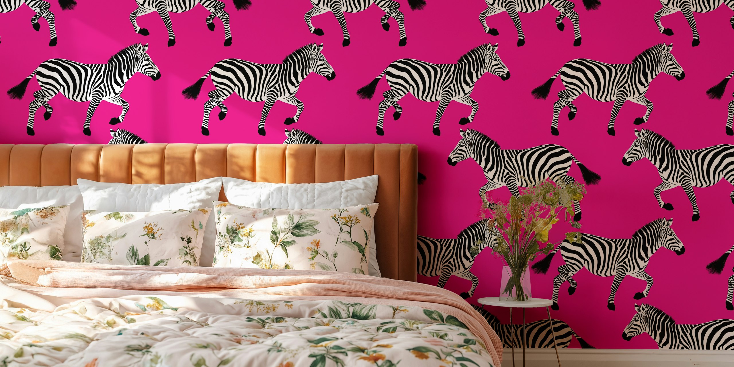 Dizajn Zebra wallpaper na ružičastoj pozadini