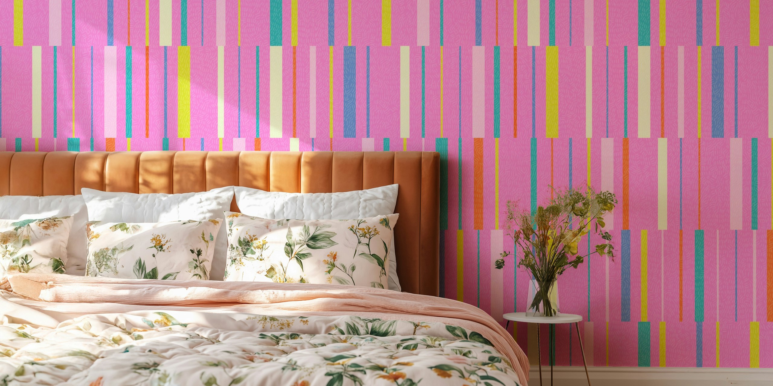 Colorful kitschy stripes - Rose Pink w pokoju