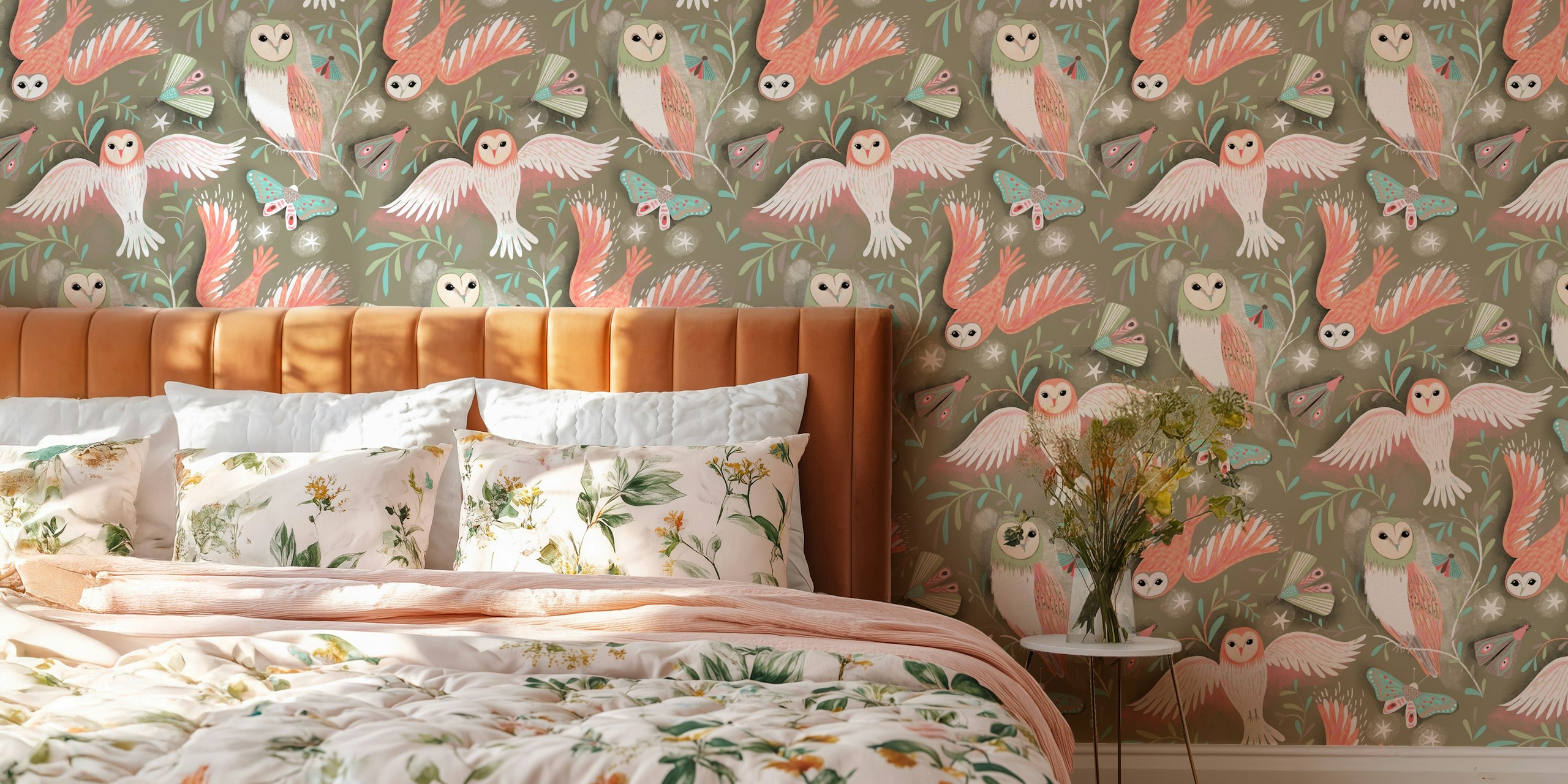 Silent owl flight in dusk Wanddesign