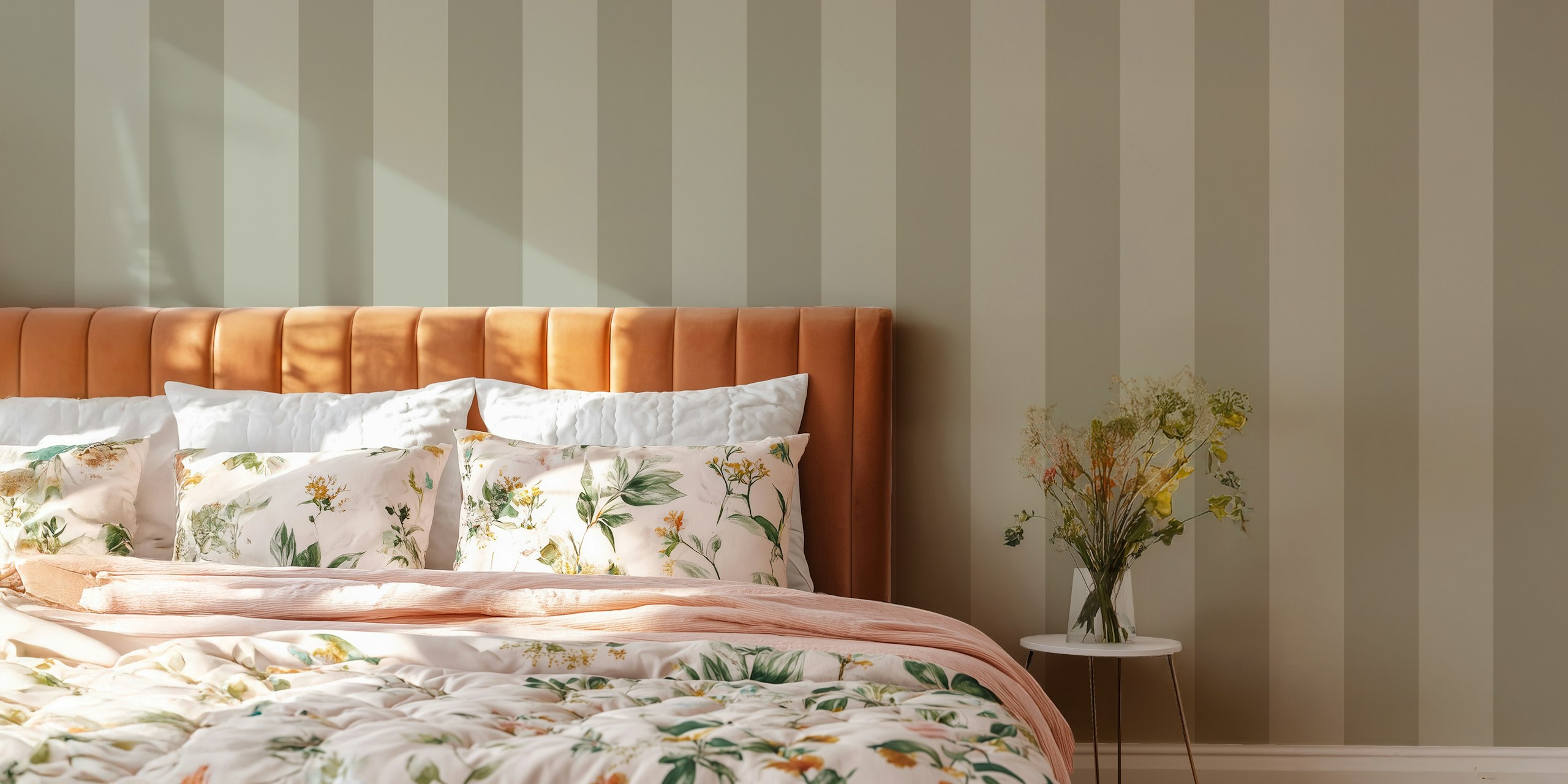 Sage Gray Scandi Stripes tapet i et børneværelse