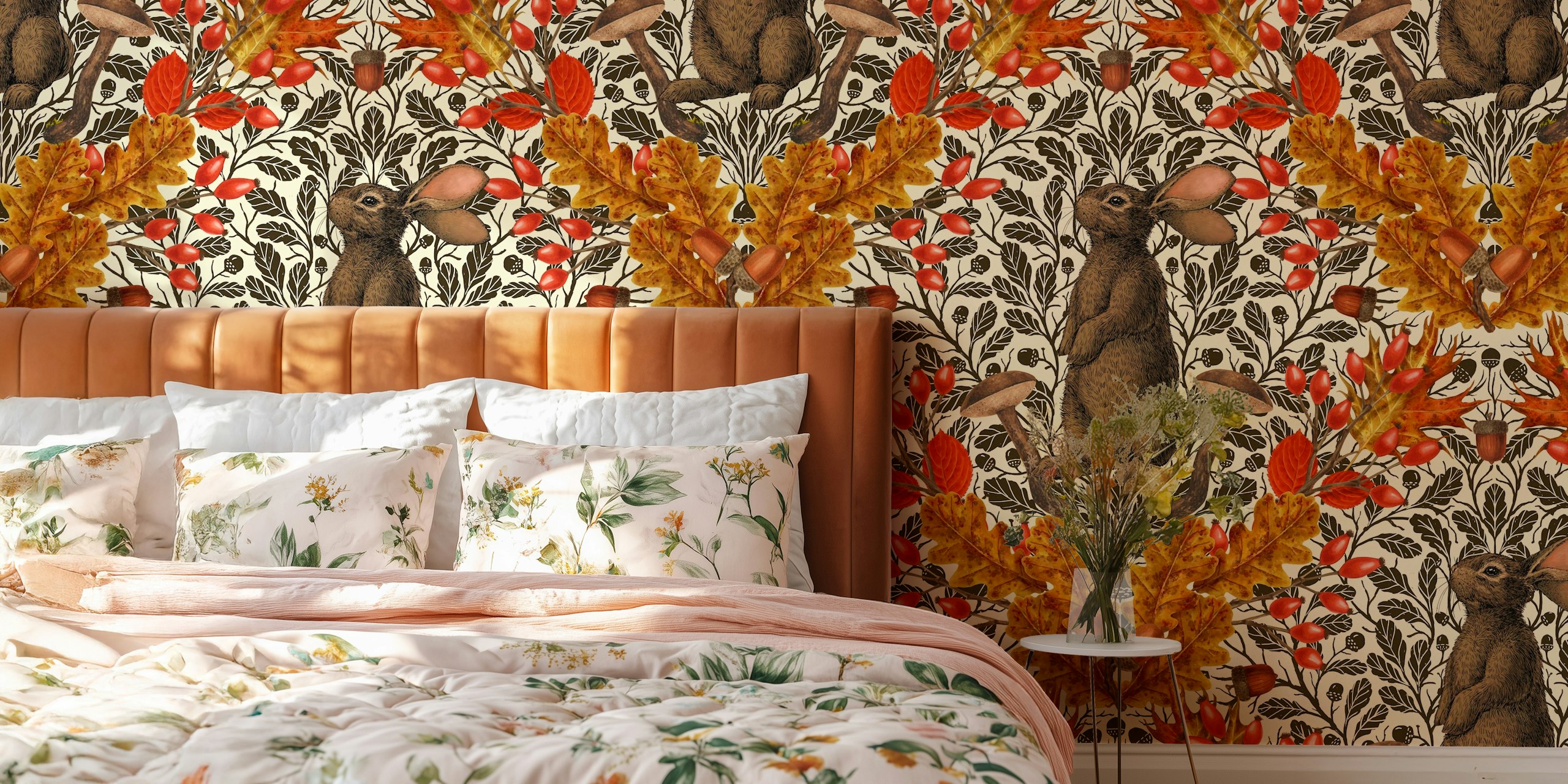 Autumn rabbit wallpaper in un ambiente di stanza