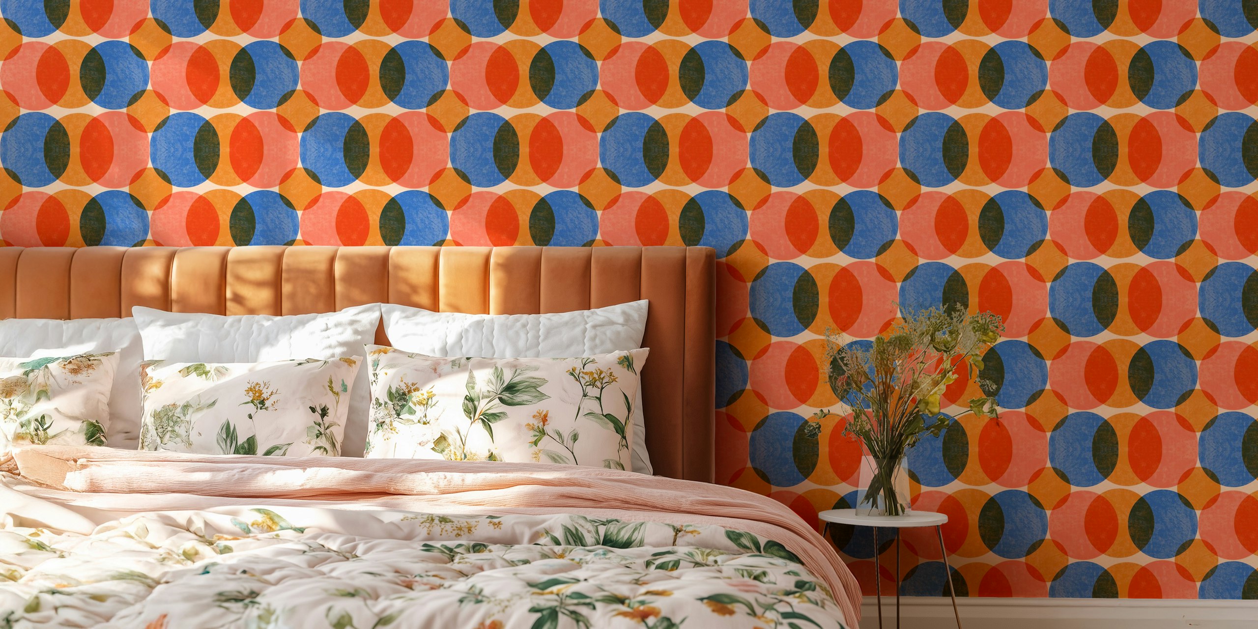 Mid century wallpaper design with colorful dots