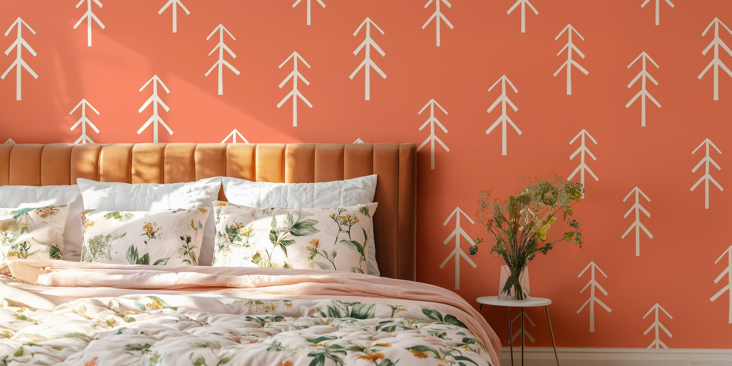 Forest red orange tapeta v pokoji