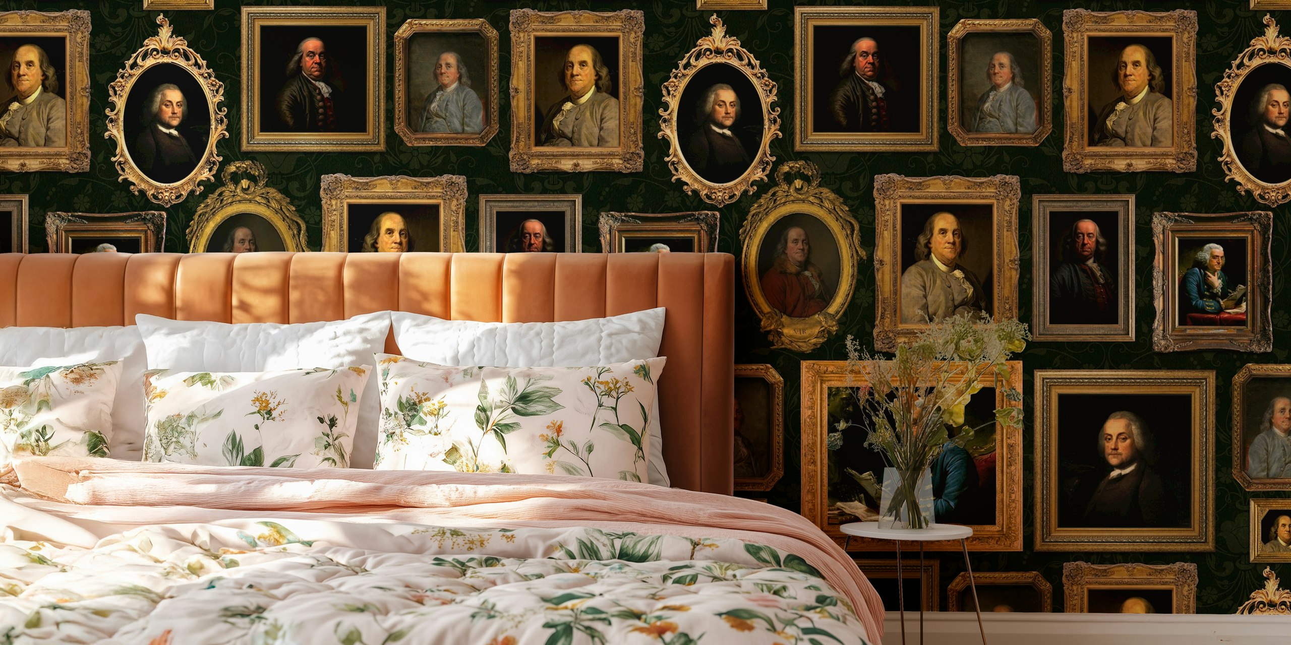 Museum Wall behang met portretten van Benjamin Franklin