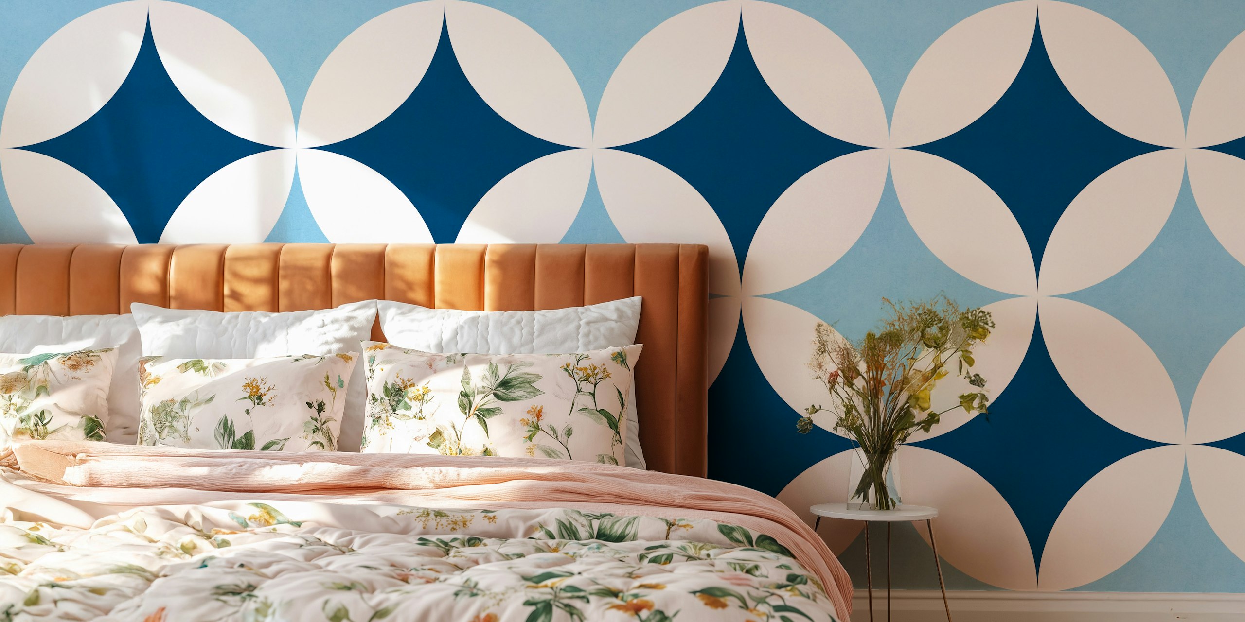 Papier peint Blue geometric pattern dans une pièce