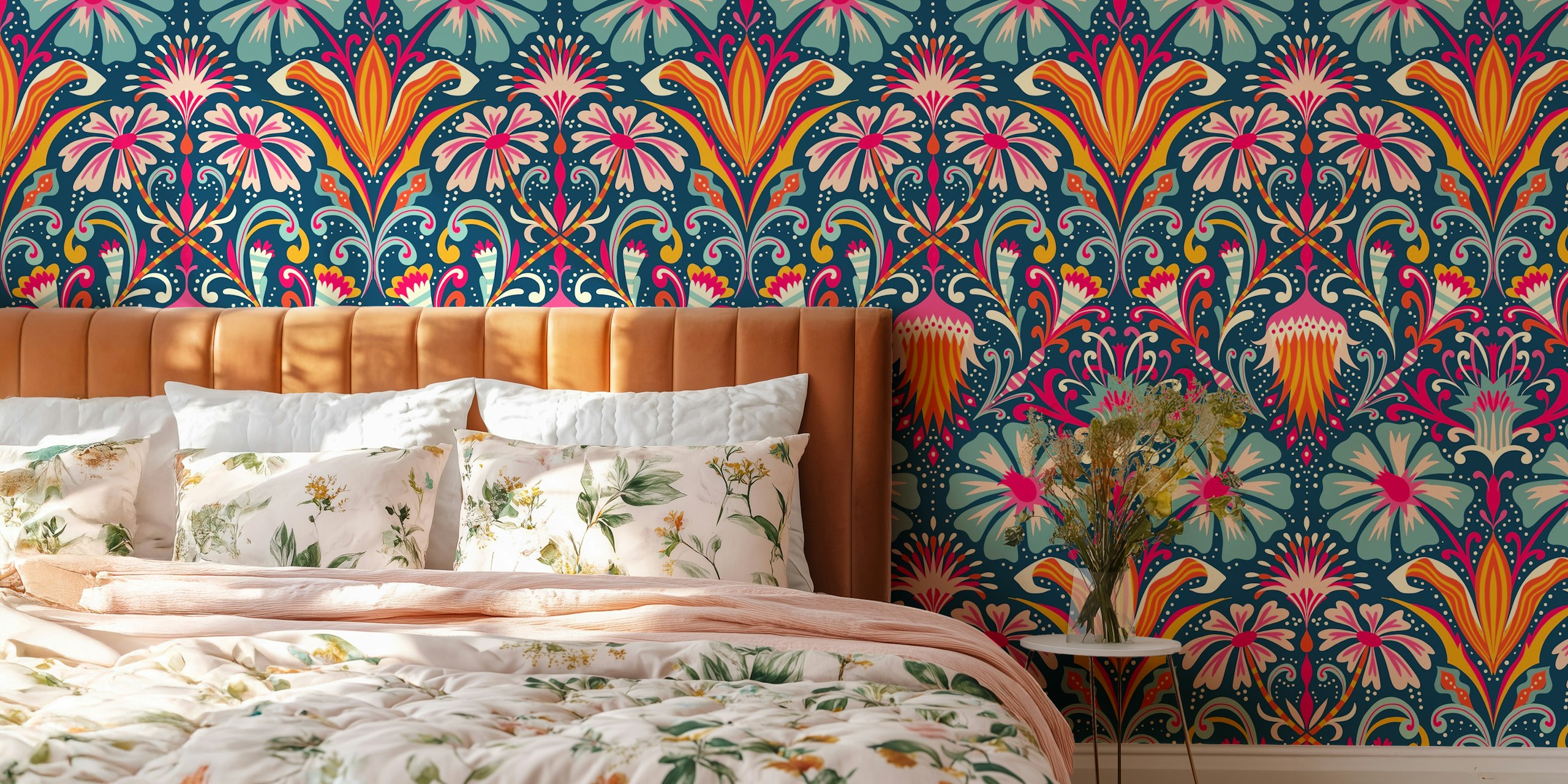 Carta da parati Floral jungle damask in una stanza