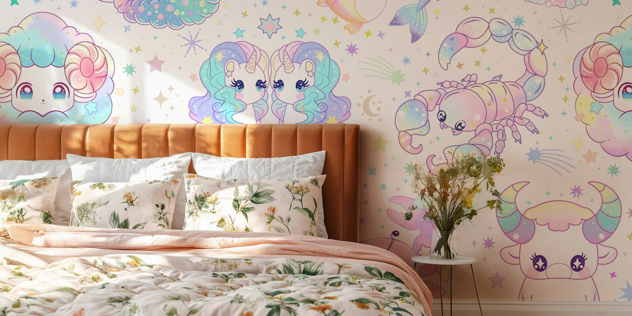 Tapeta Cute Kawaii Zodiac w pokoju
