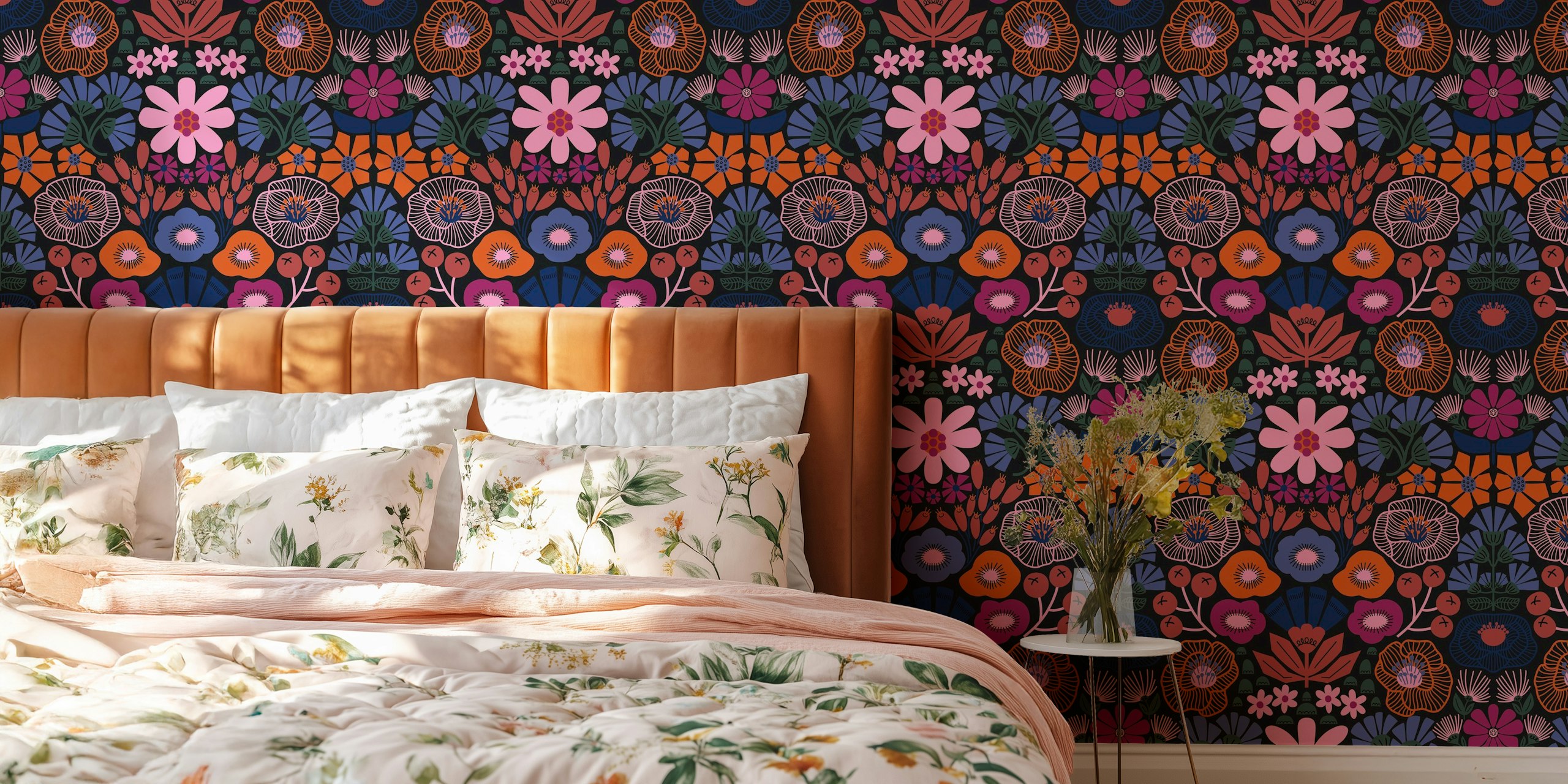 Modern Folk Art Damask tapetdesign