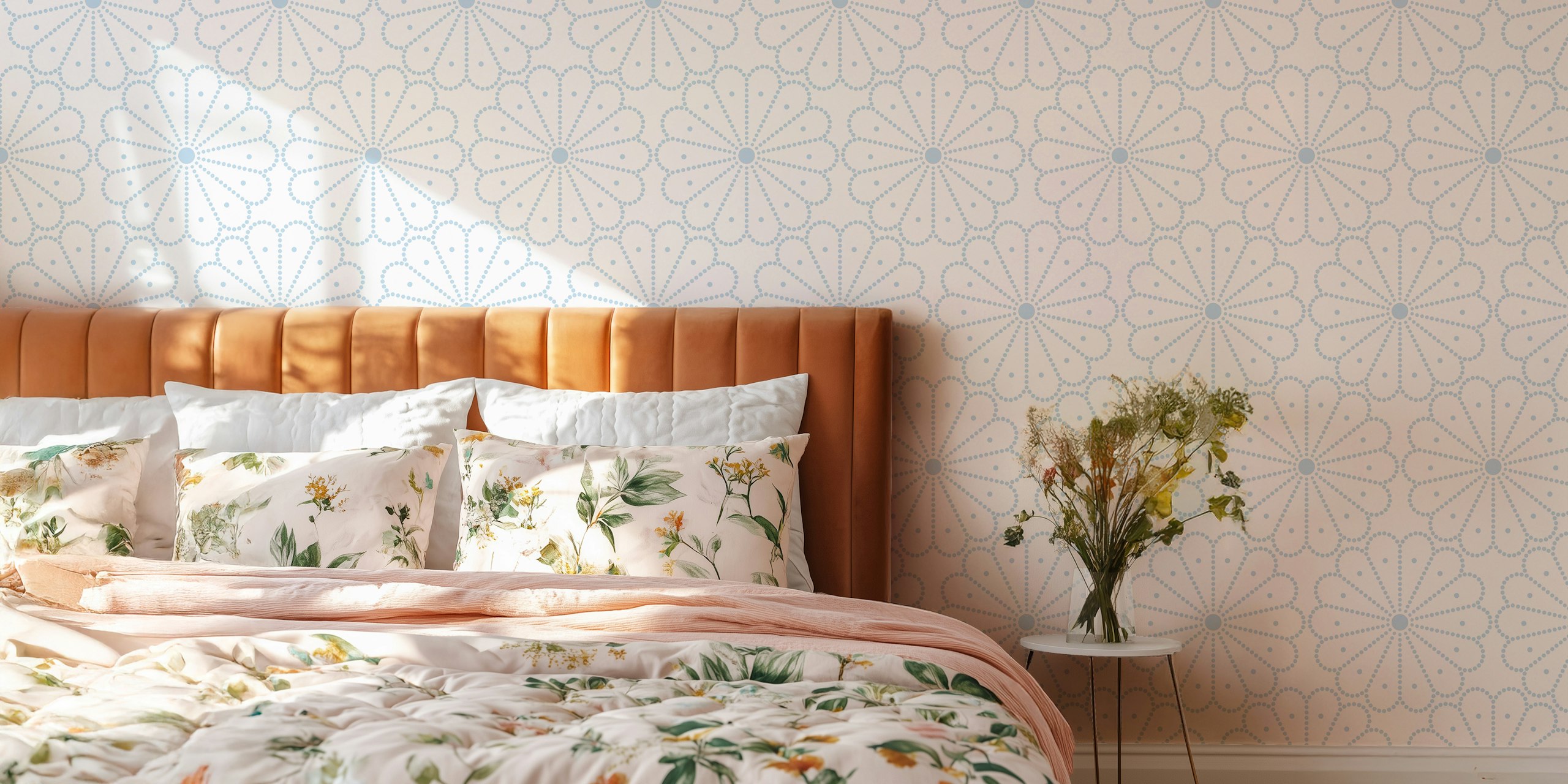 Dotted Flowers - Air Blue 2 wallpaper in a room