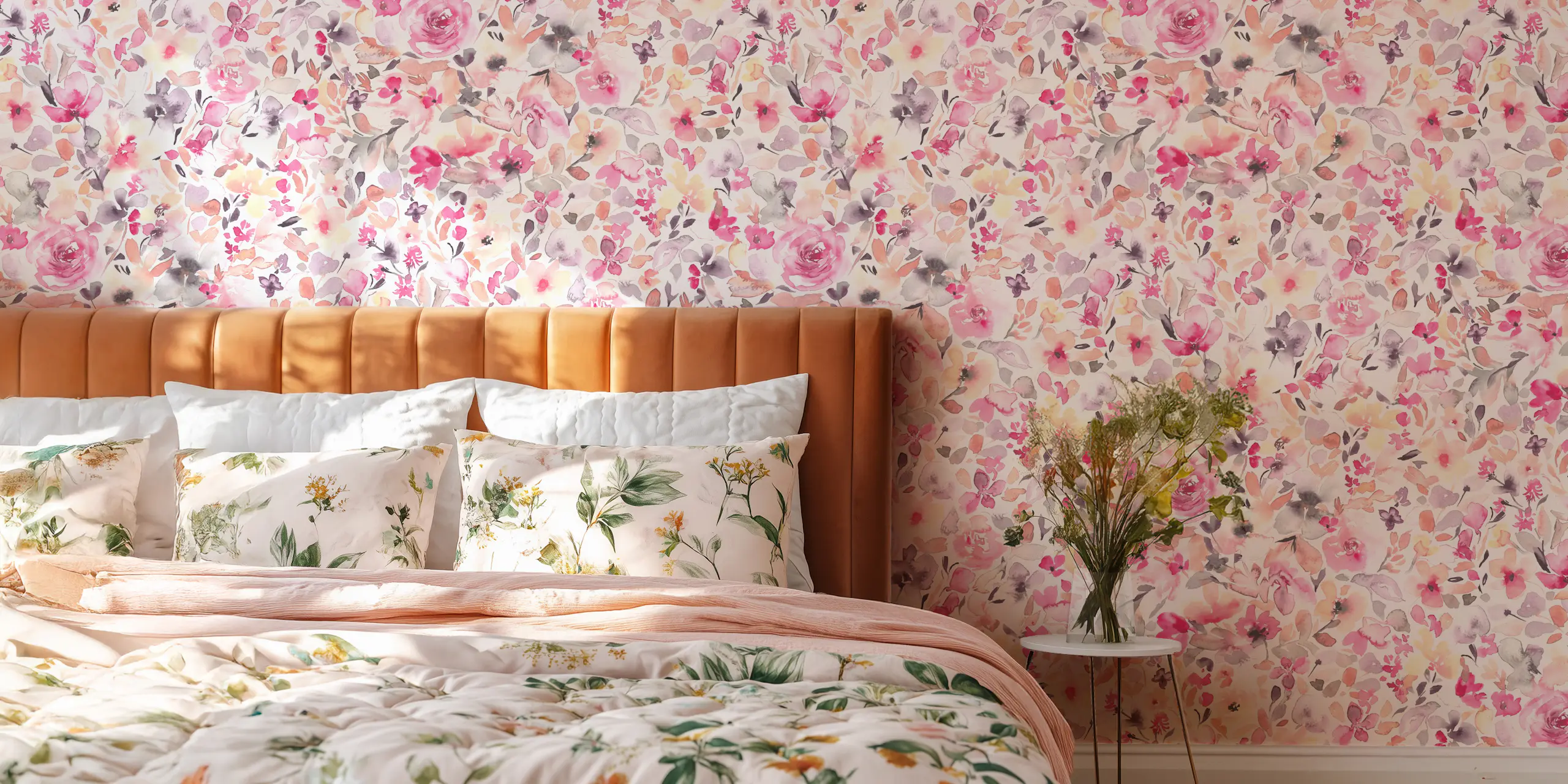 Pink Floral Watercolor Wallpaper