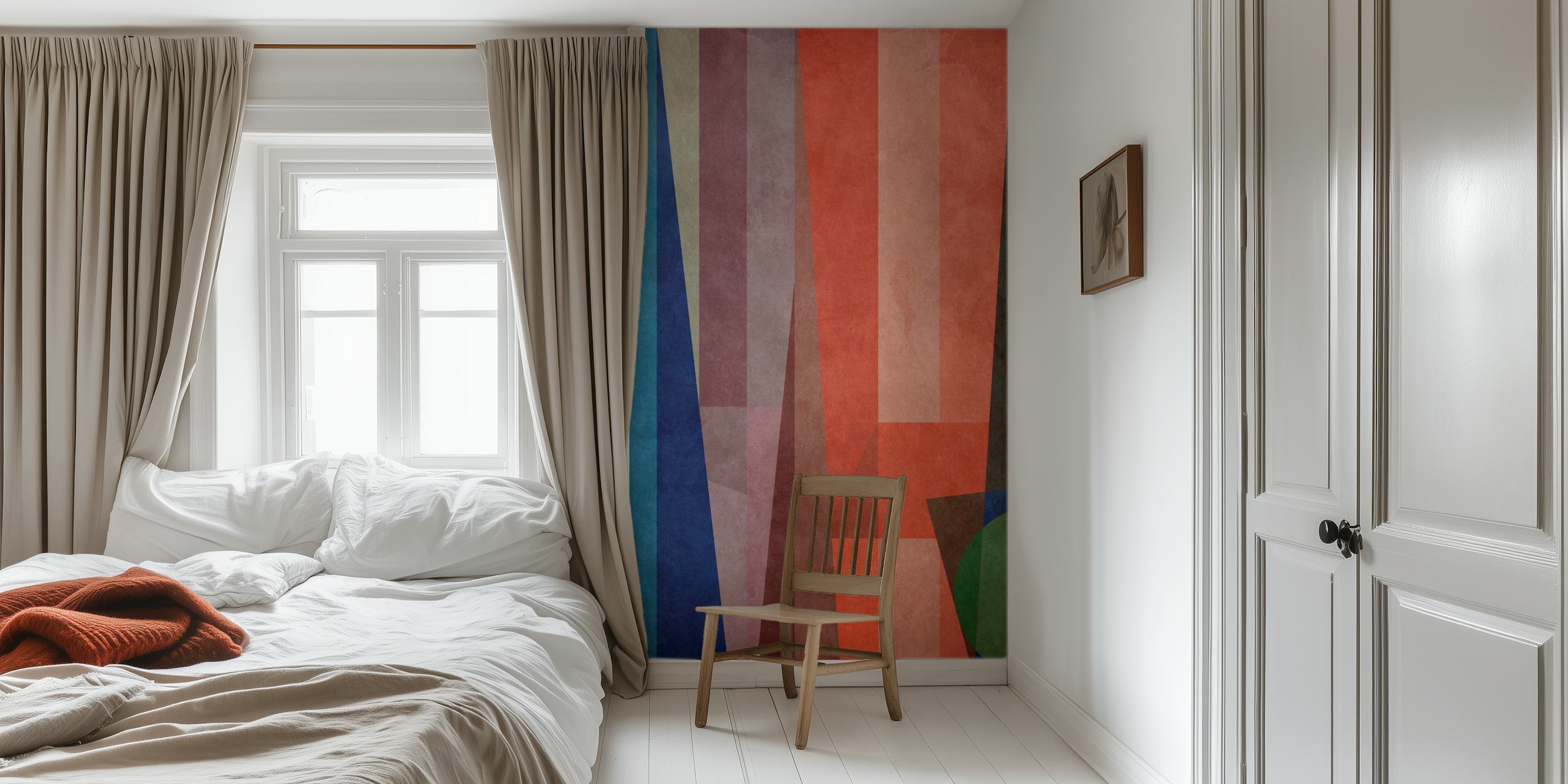 Geometrisch behangontwerp in een kameromgeving