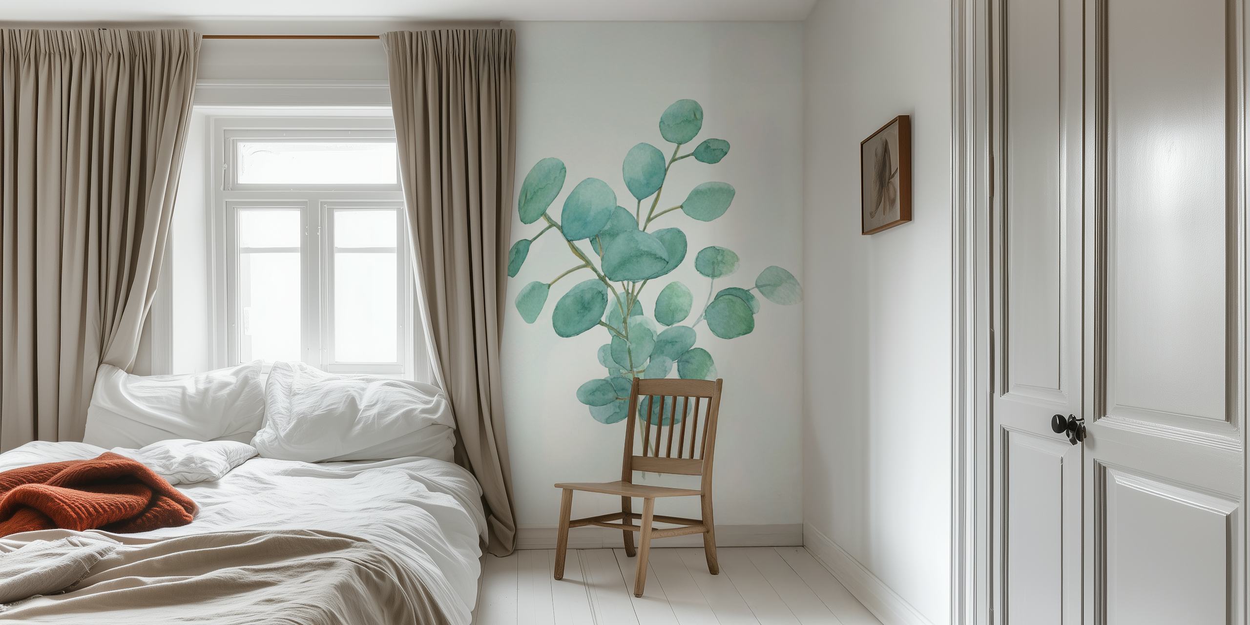 Eucalyptus Silver Dollar wallpaper in a room