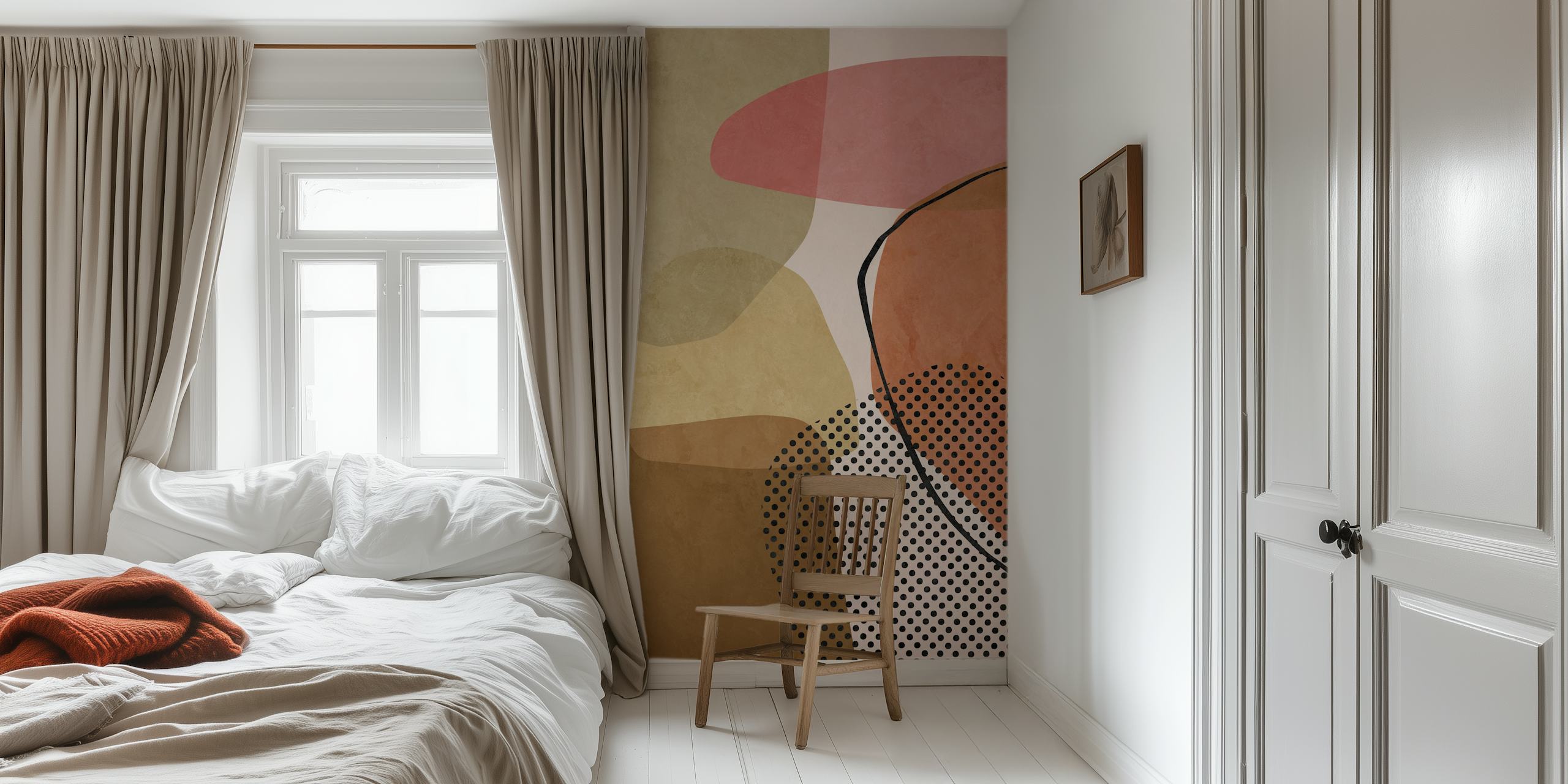 Overlapping Parts wallpaper displayed in a room