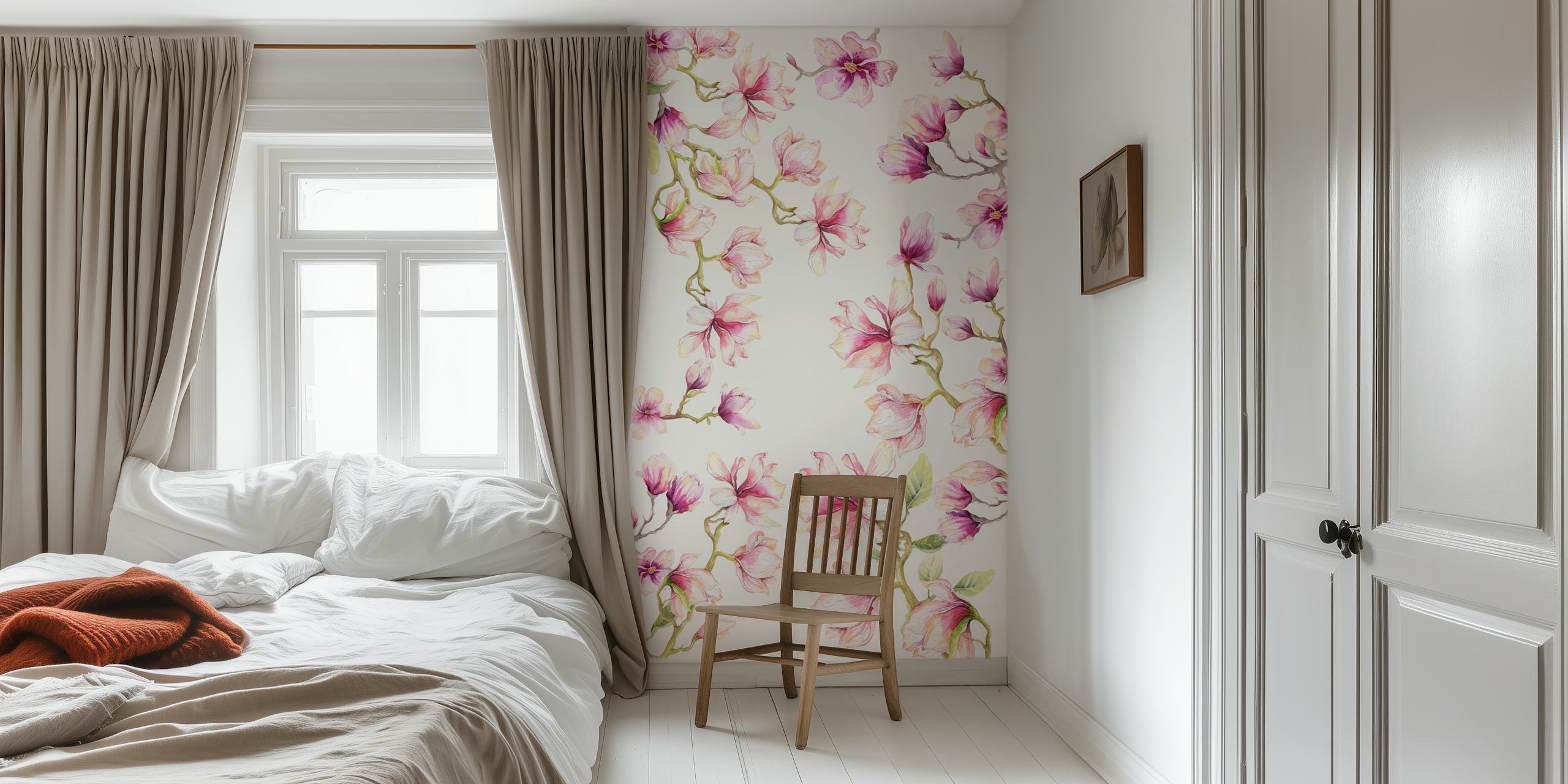 Tapeta Delicate Magnolia v pokoji
