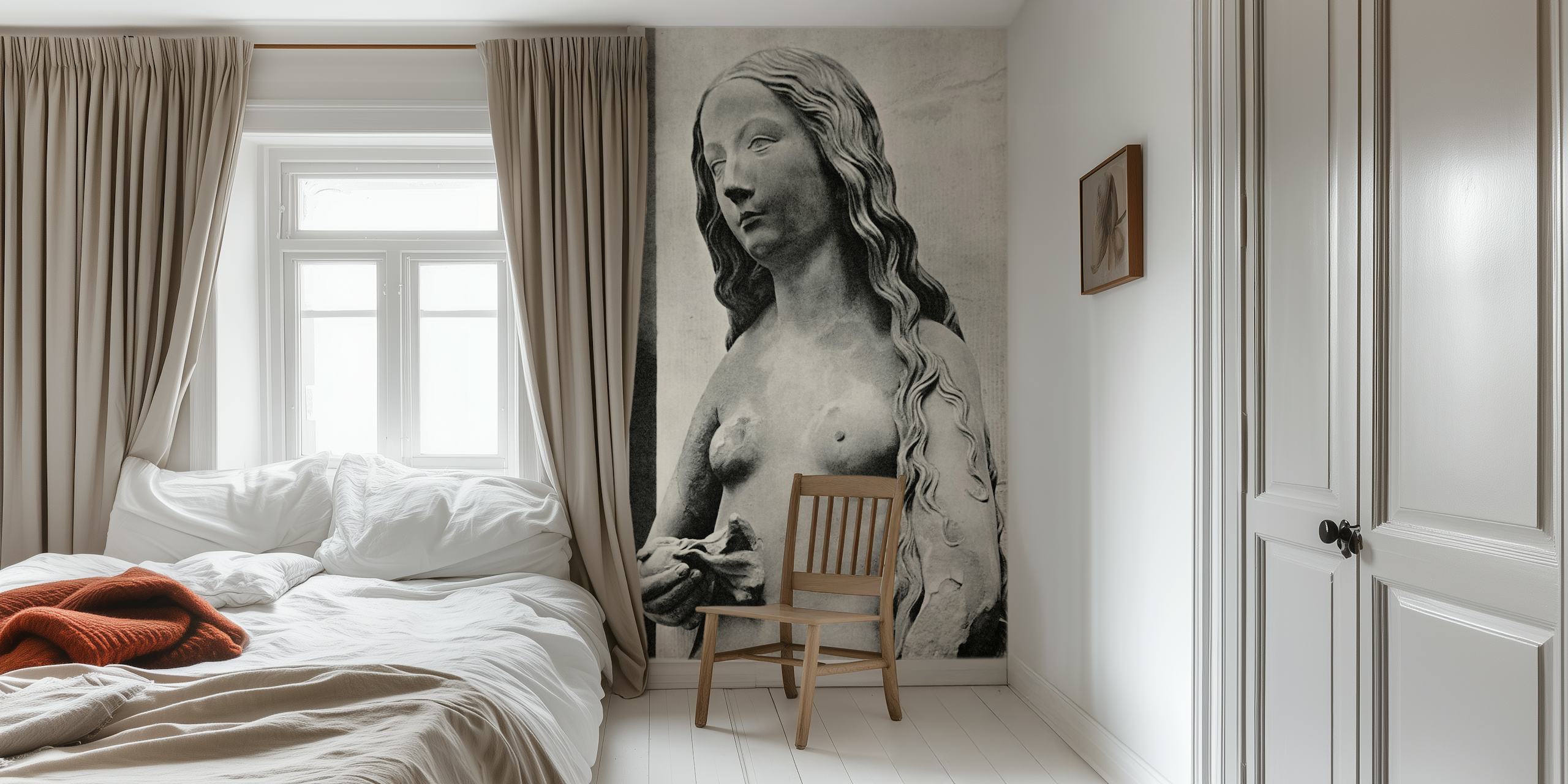 Ancient female wallpaper design in a room