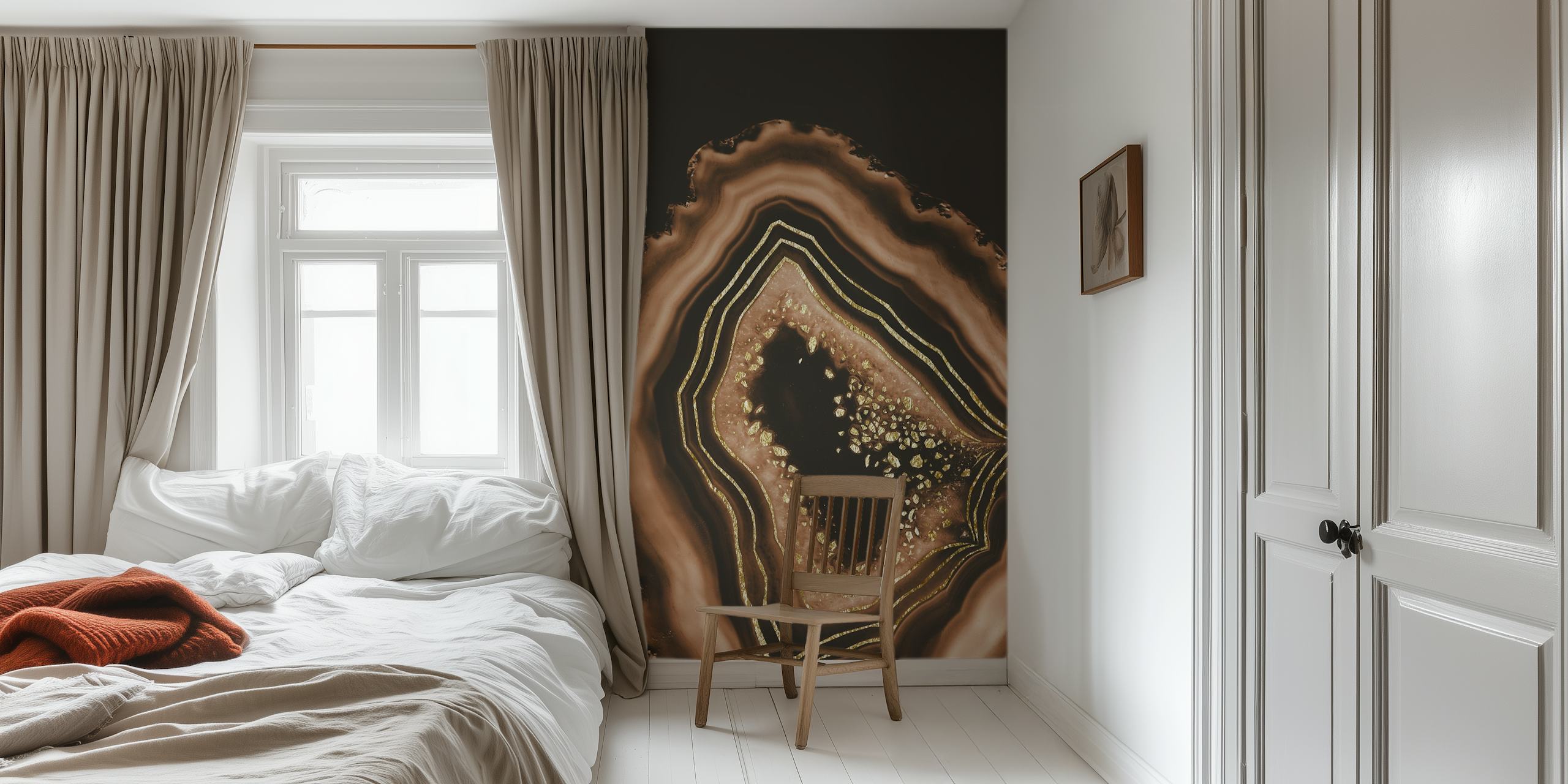 Brown and gold agate pattern wallpaper