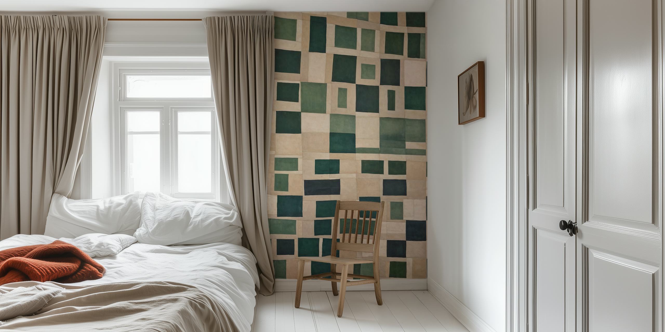 Sage Cubist Haven-tapet i et rom