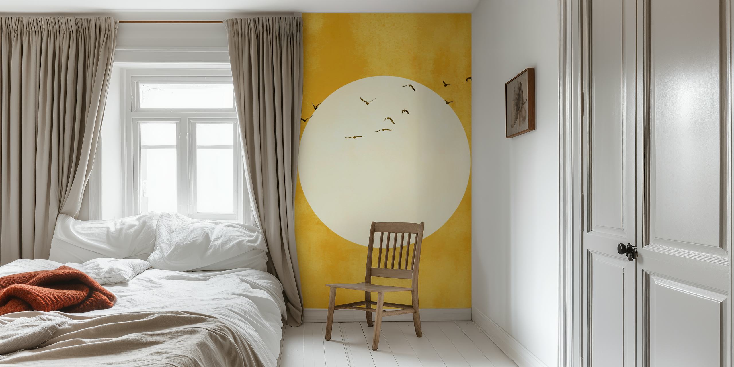 Eternal Sunshine wall mural with golden background and stylized sun