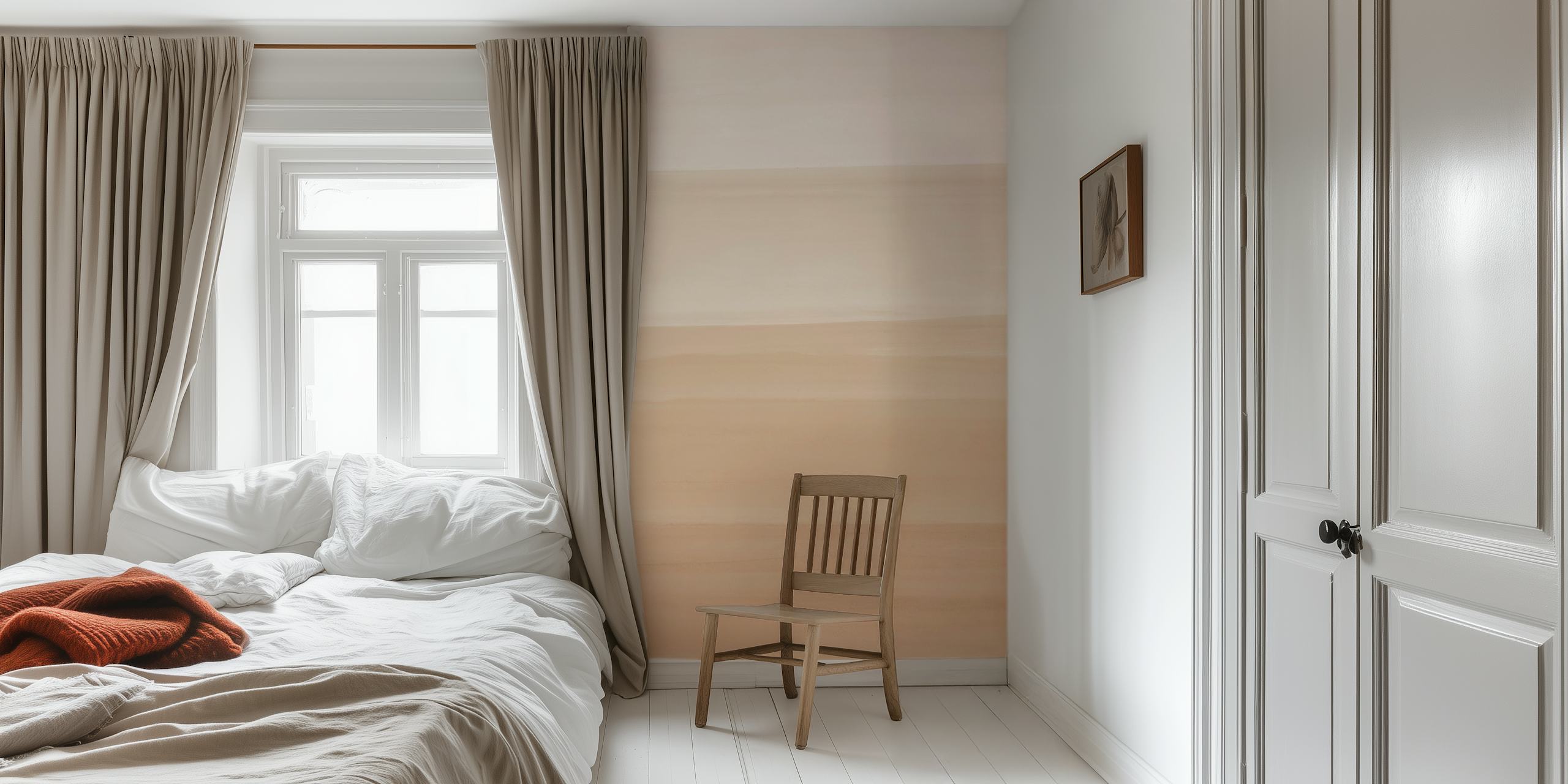 Warm beige Watercolor behang in een kamer