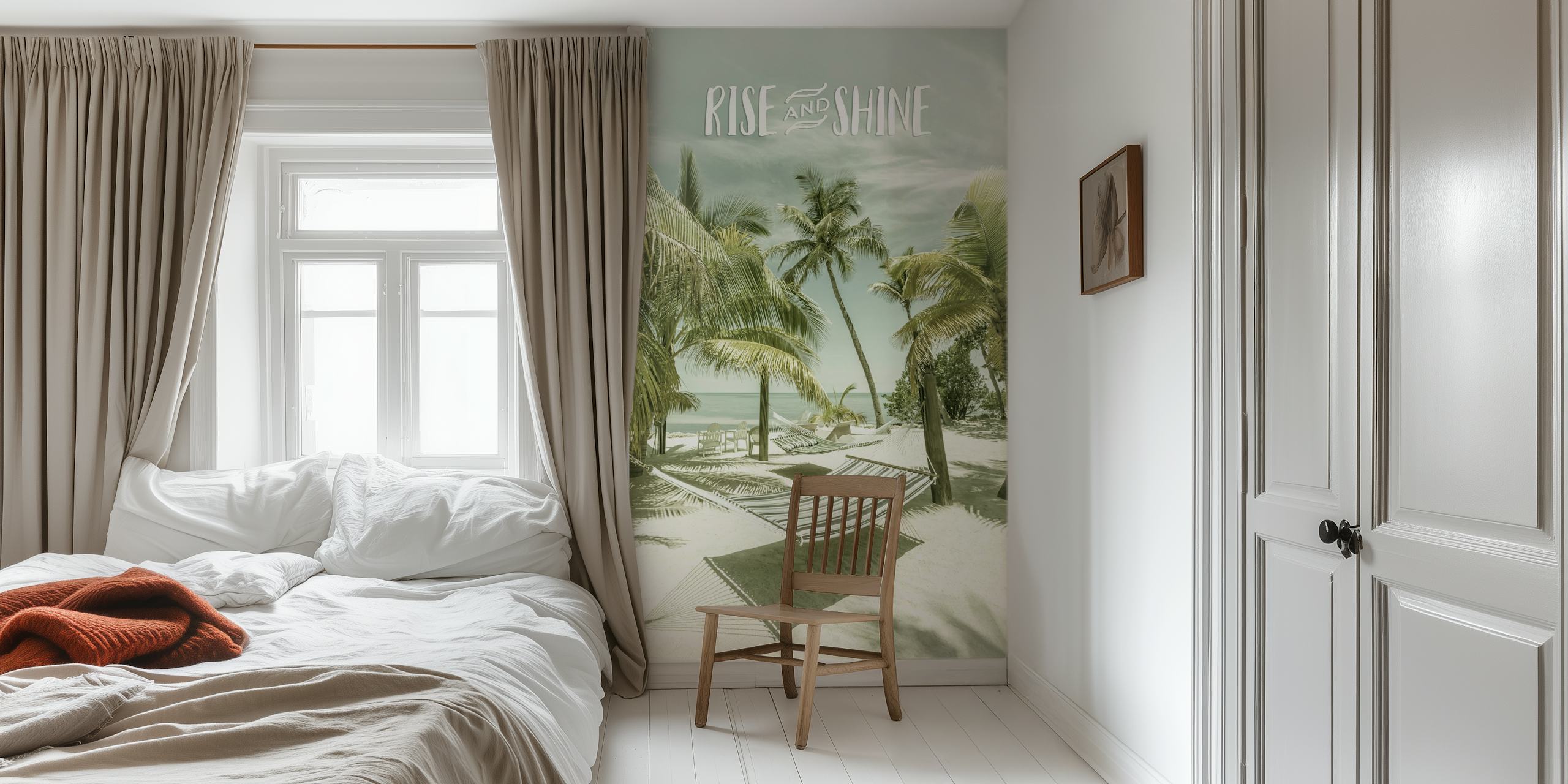 Beachscape wallpaper with palm trees
