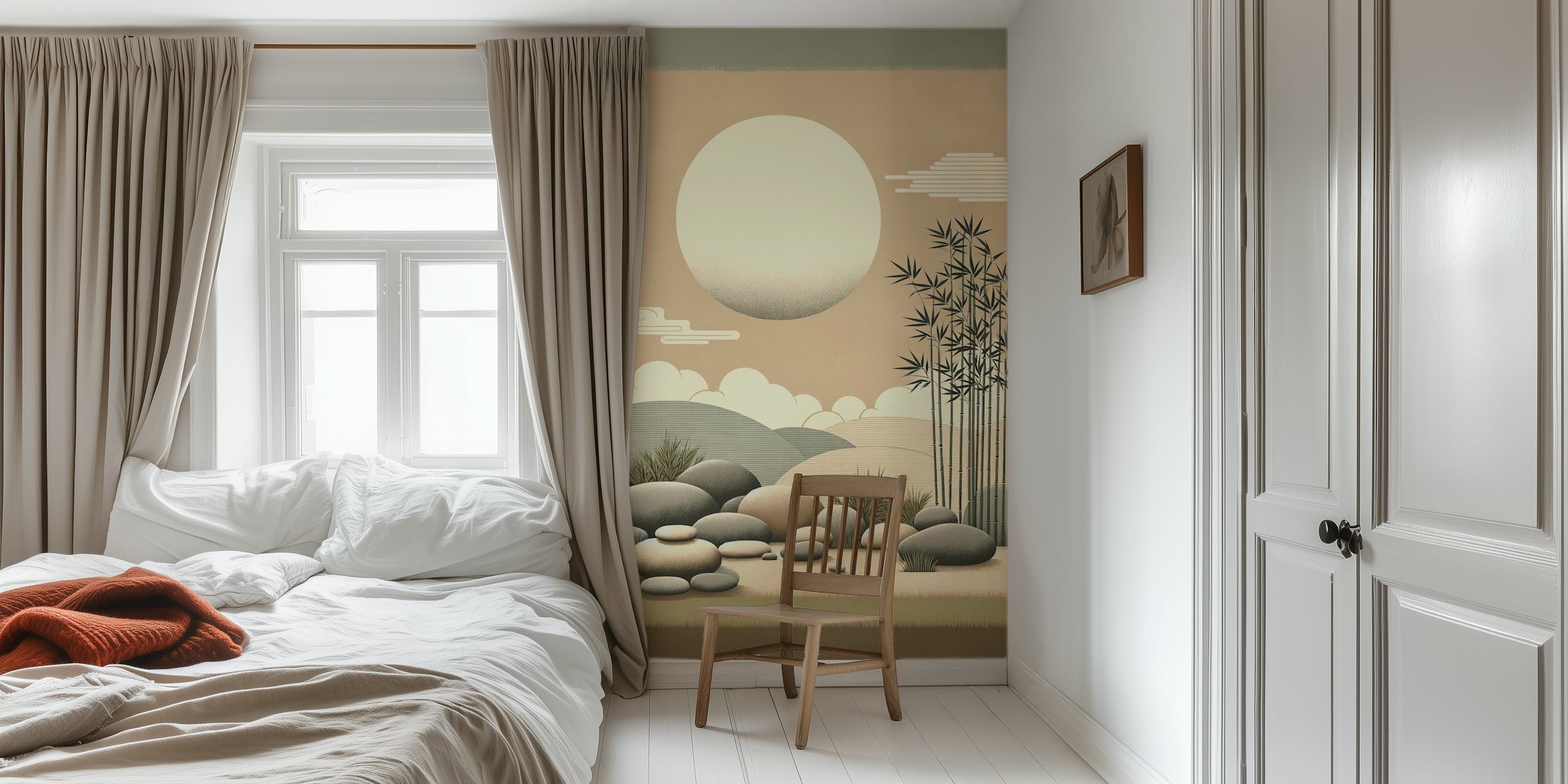 Minimalist Zen Garden wallpaper in a room