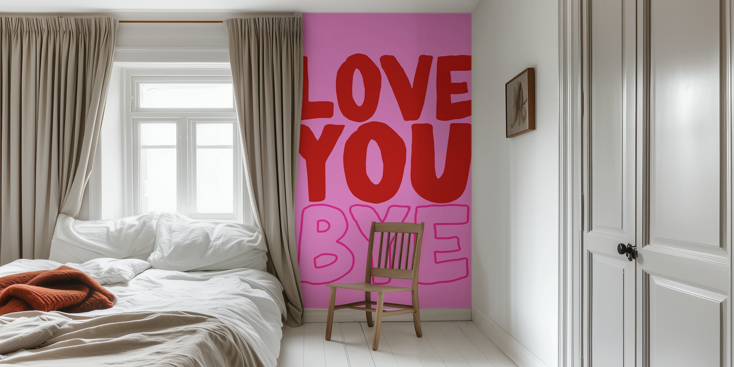Love You Bye Pink tapet i ett rum