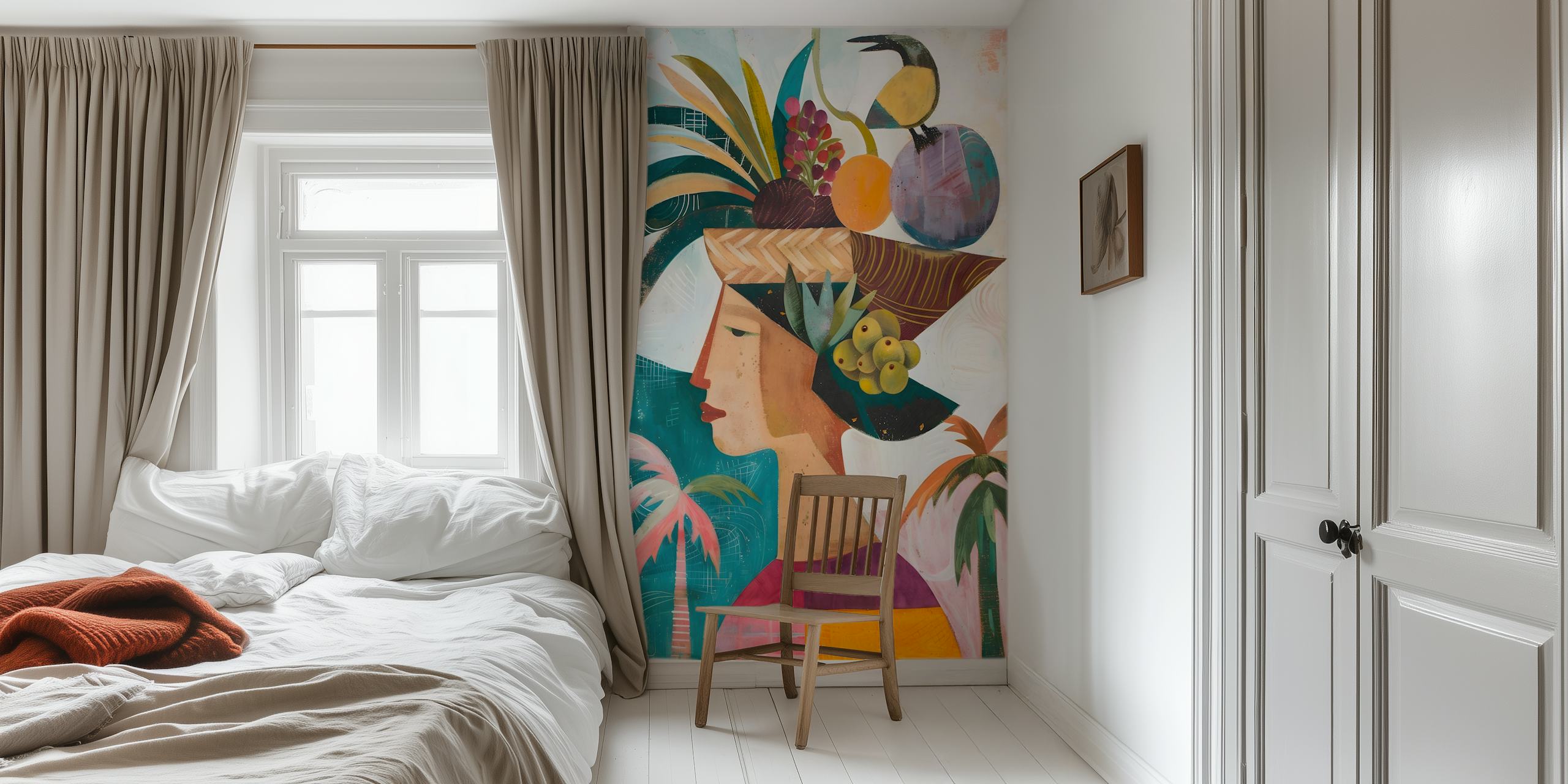 Διακόσμηση τοίχου Tropical Woman σε ένα δωμάτιο