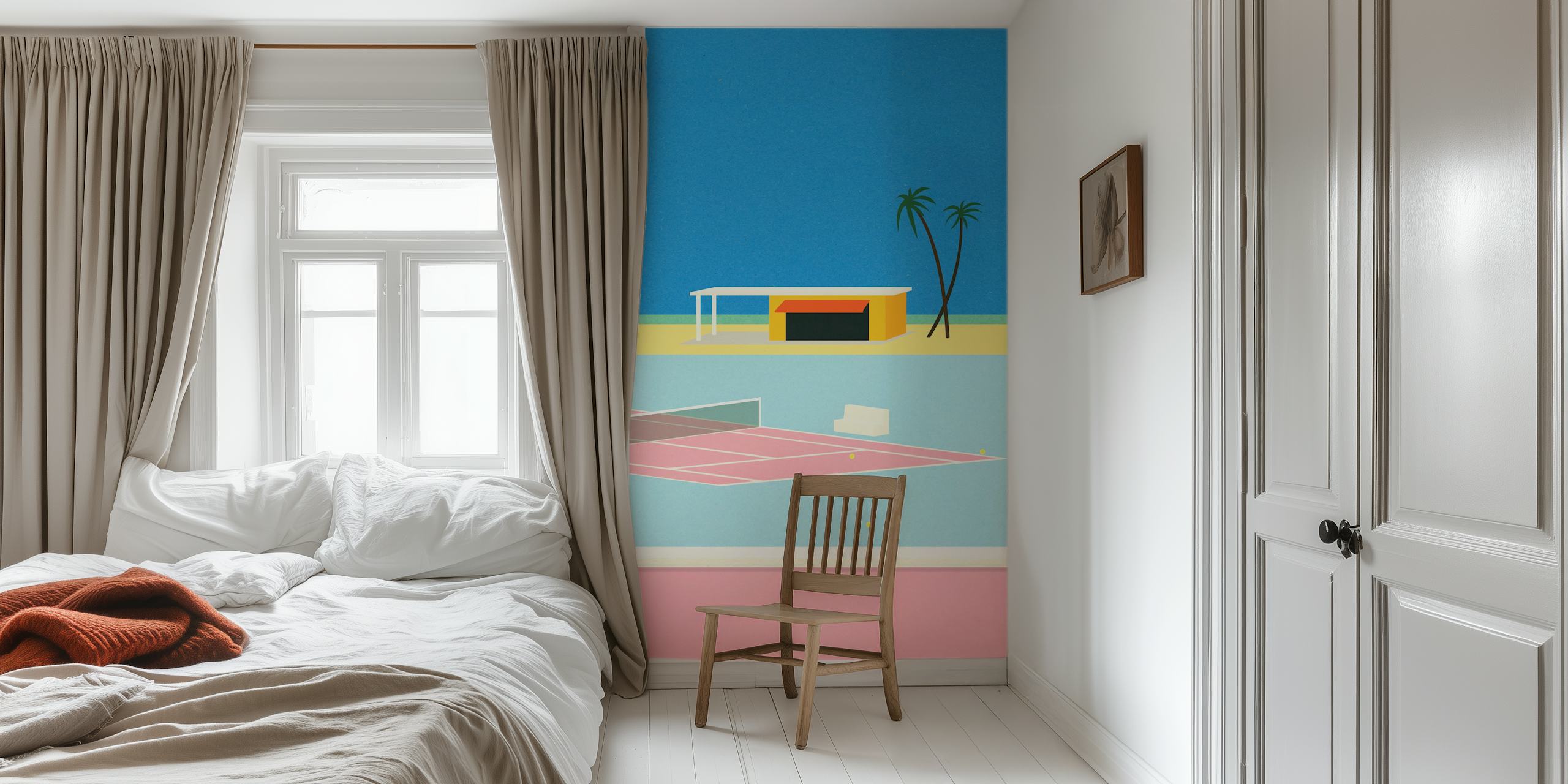 Tennis court wallpaper con beach view