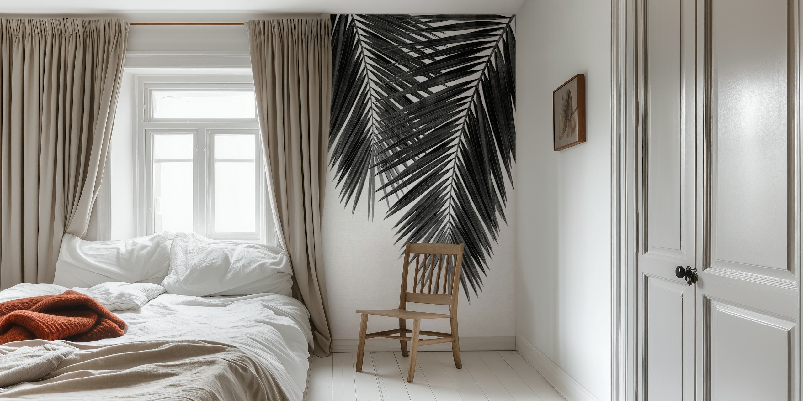 Palm Leaf Black & White II tapeta w pokoju